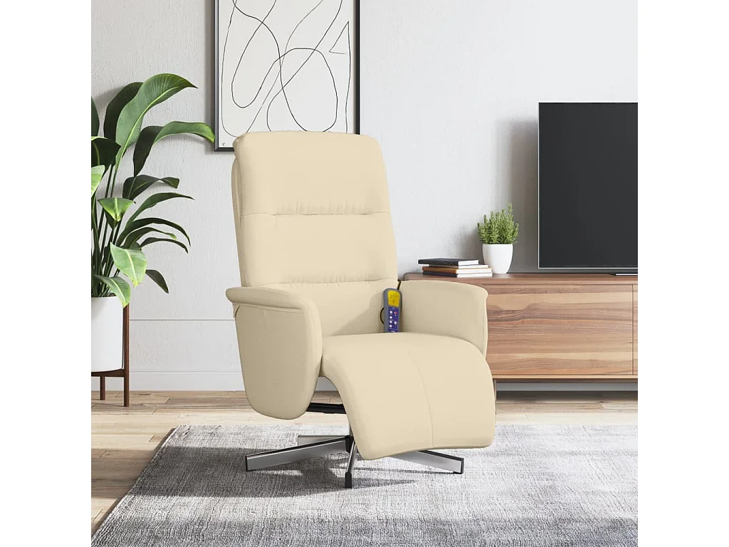 Fauteuil inclinable-Fauteuil salon de massage avec repose-pieds crème tissu SHL1118