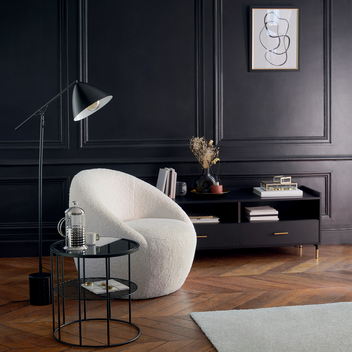 Armchair "Romi" Bouclette, White