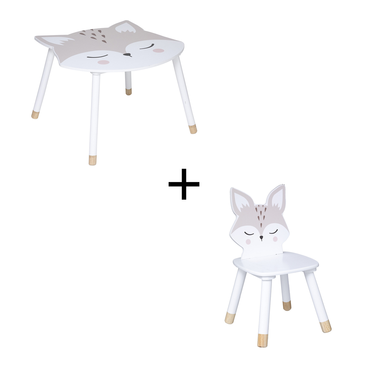 Ensemble table   chaise enfant "Renard" 1 table et 1 chaise, Blanc