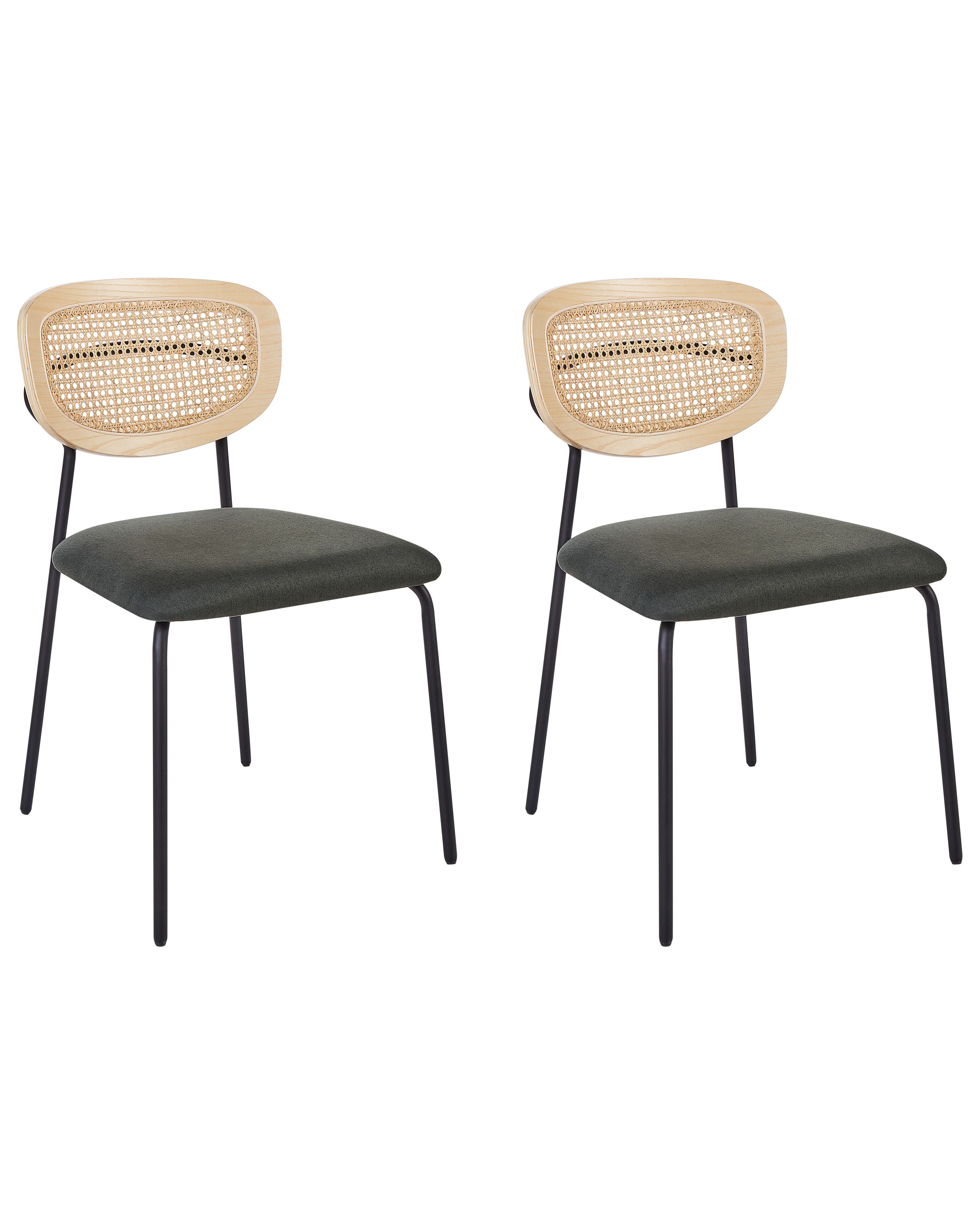 Set of 2 Dining Chairs MAYETTA Metal Dark Green