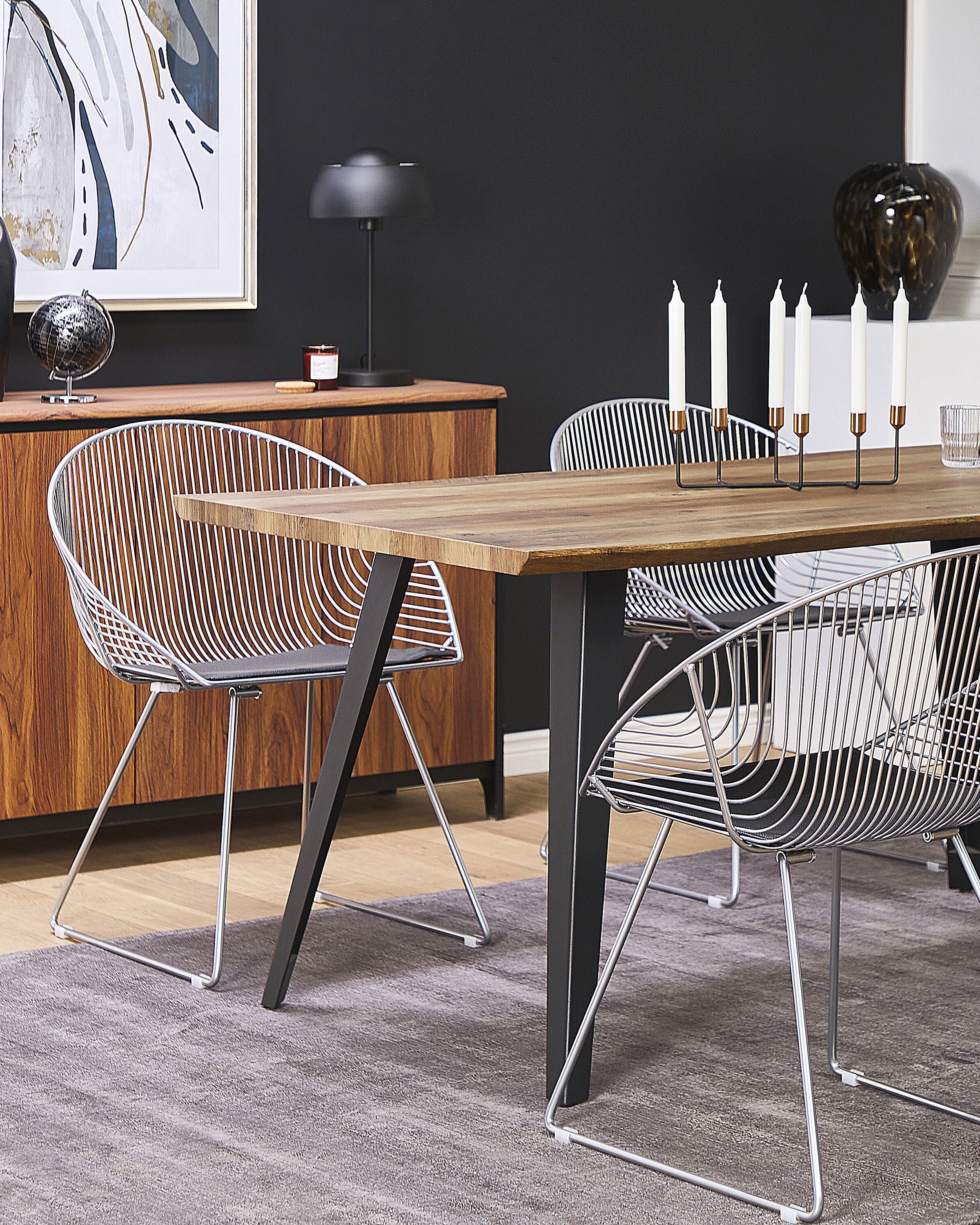 Set of 2 Dining Chairs AURORA Metal Silver