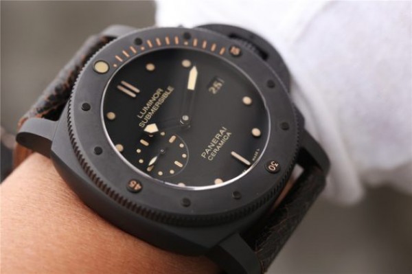 Replica Panerai PAM508 VSF Real Ceramic Black Distressed Calfskin Strap P.9000 - Top club