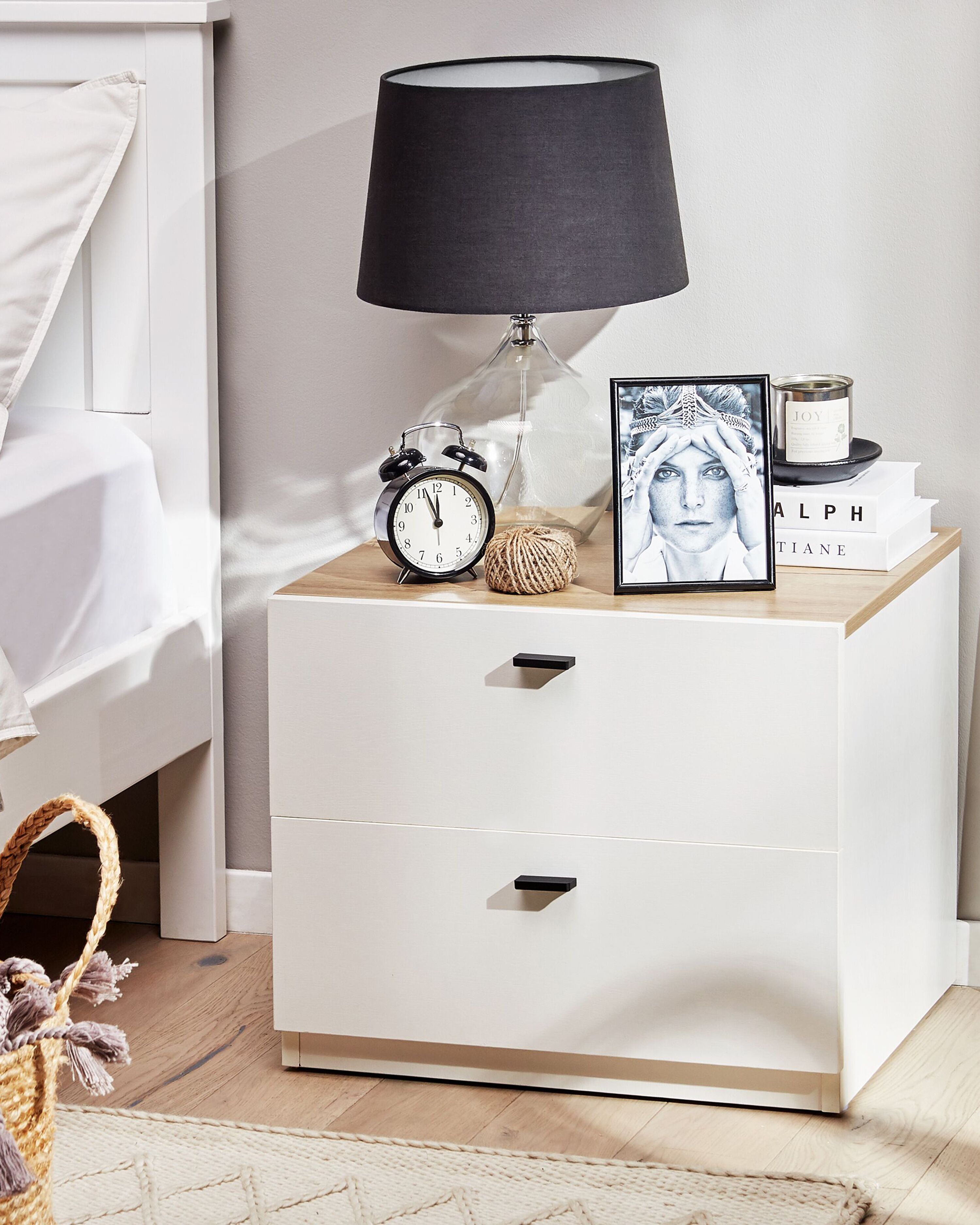 2 Drawer Bedside Table EDISON White