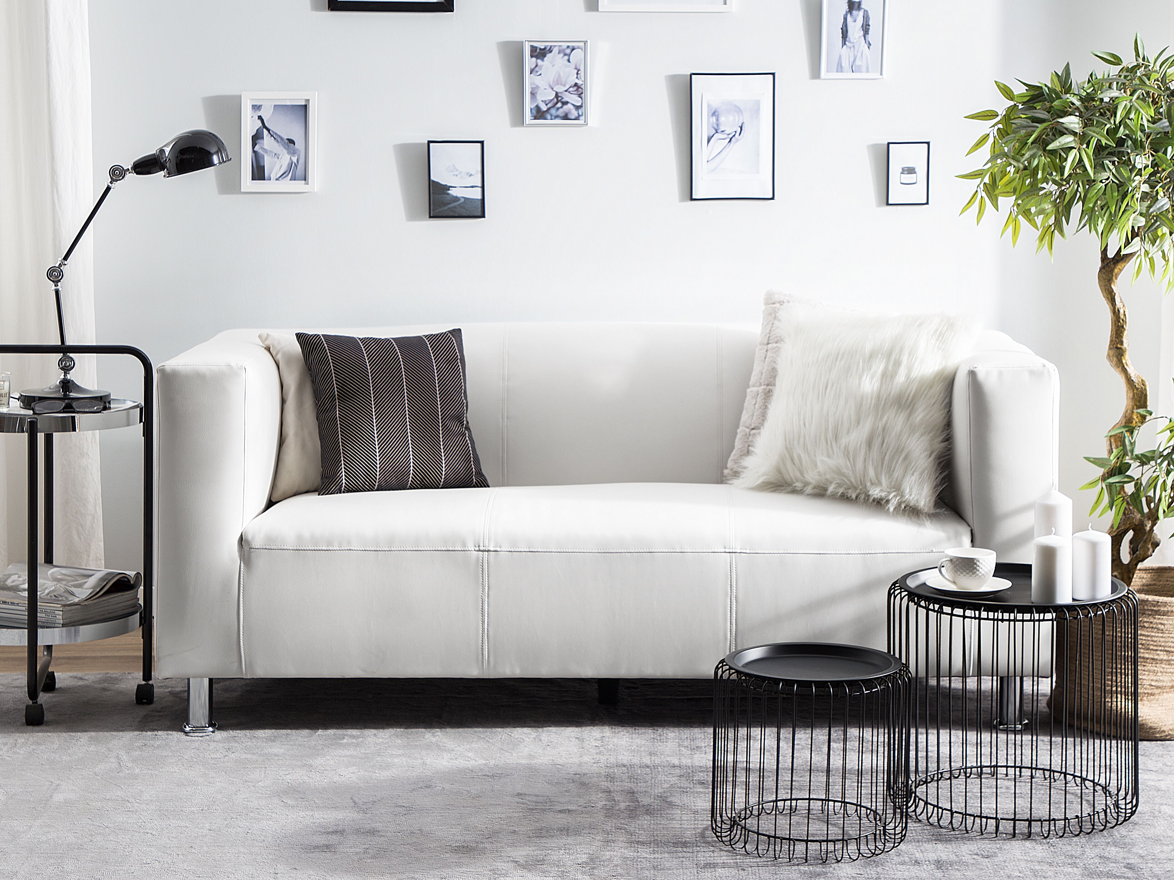 Sofa 3 Seater FLORO Faux Leather White