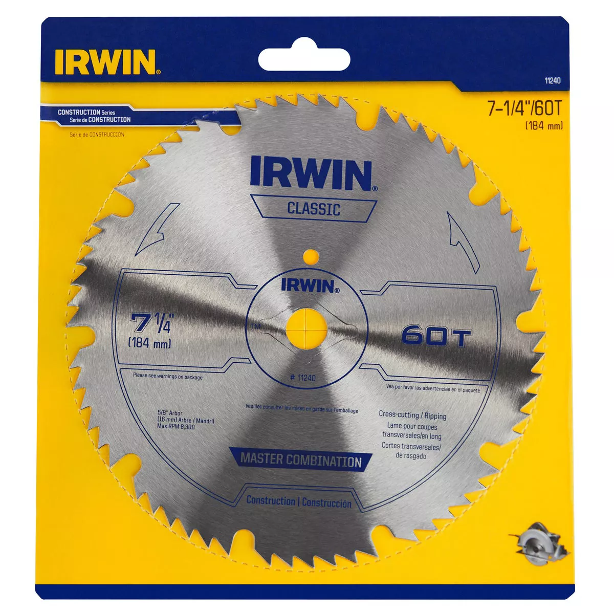 Irwin Steel 7-1/4 In. 60-Tooth Ripping/Crosscutting Circular Saw Blade