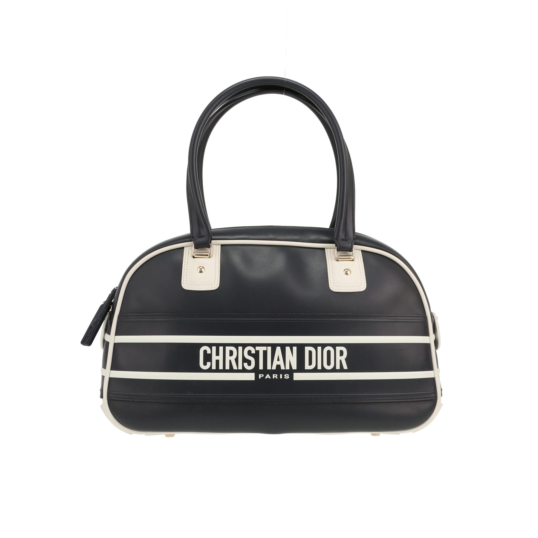 Dior Bowling handbag in navy blue and white leather1:1High-quality replica