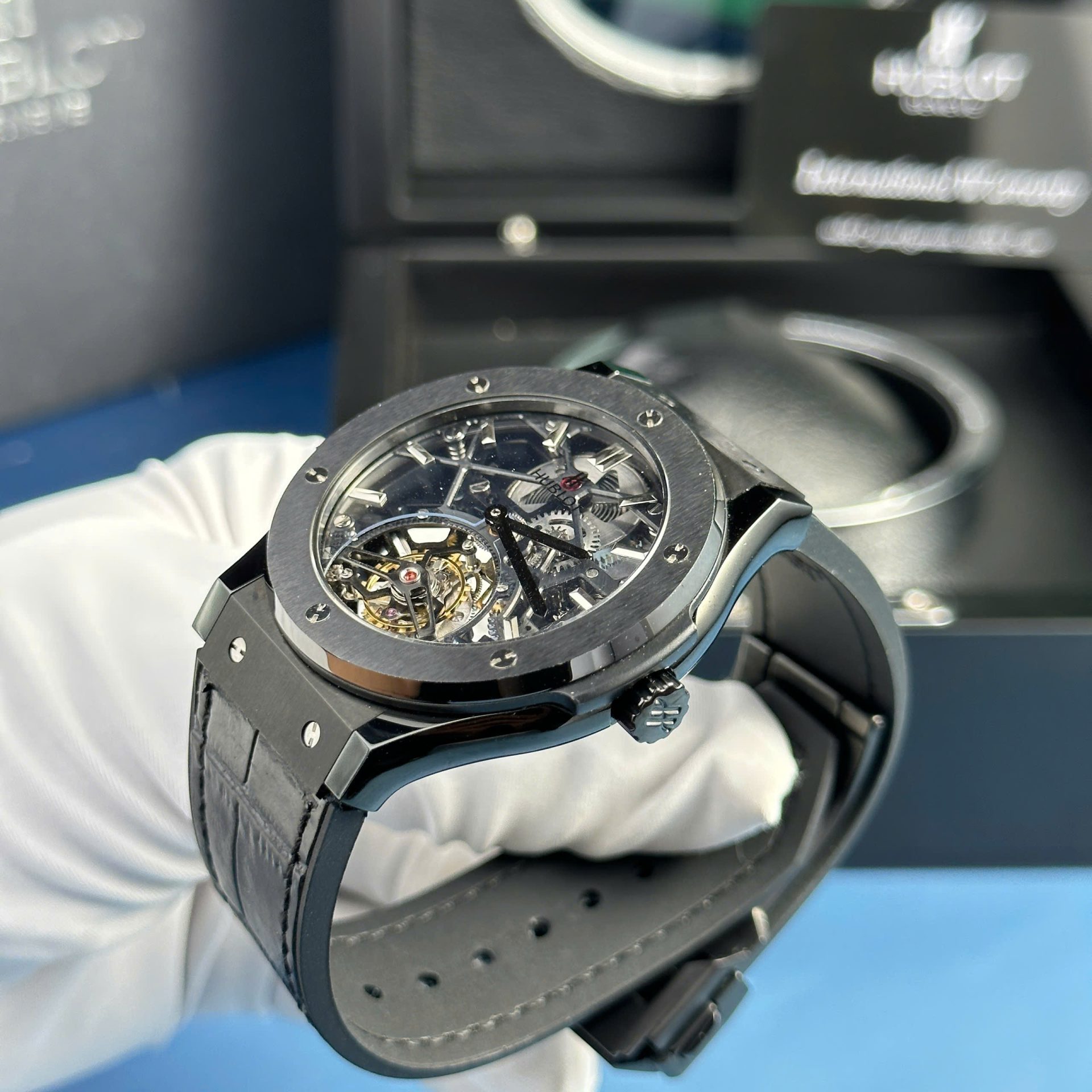 Hublot Replica Watch Classic Fusion Skeleton Tourbillon Black Ceramic 45mm - Top club