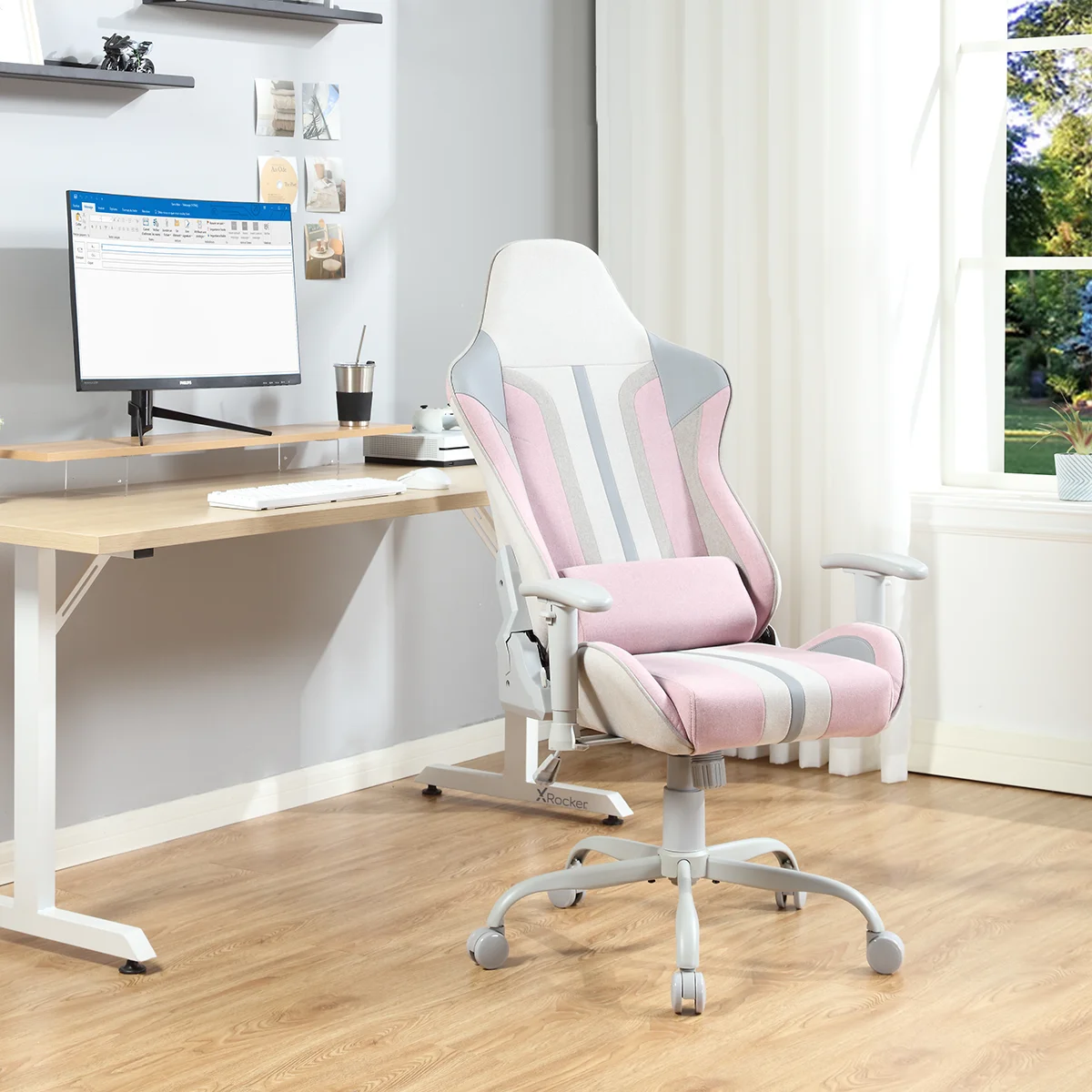 X Rocker Mysa PC Gaming Chair with Lumbar Support, Pink - Image 12