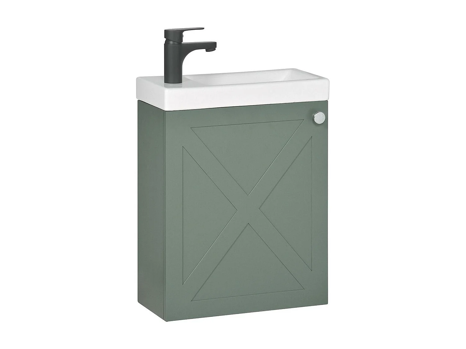 Meuble lave-mains AVA vert de gris + robinet noir