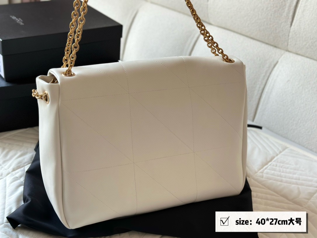 YSL White Soft Leather Chain Shoulder Bag1:1High-quality replica