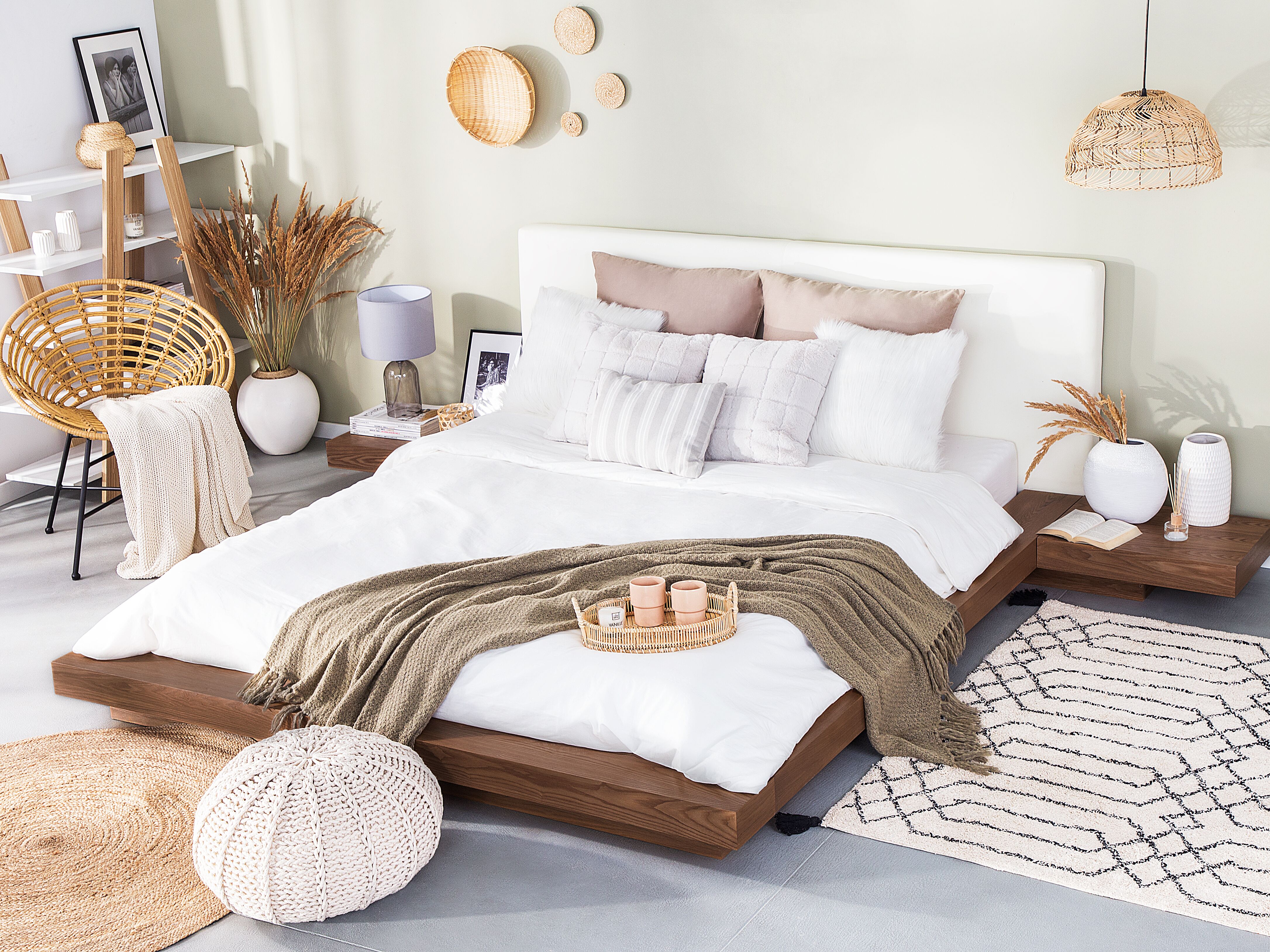 Bed ZEN 160 x 200 cm (EU King Size) Brown Ash Wood