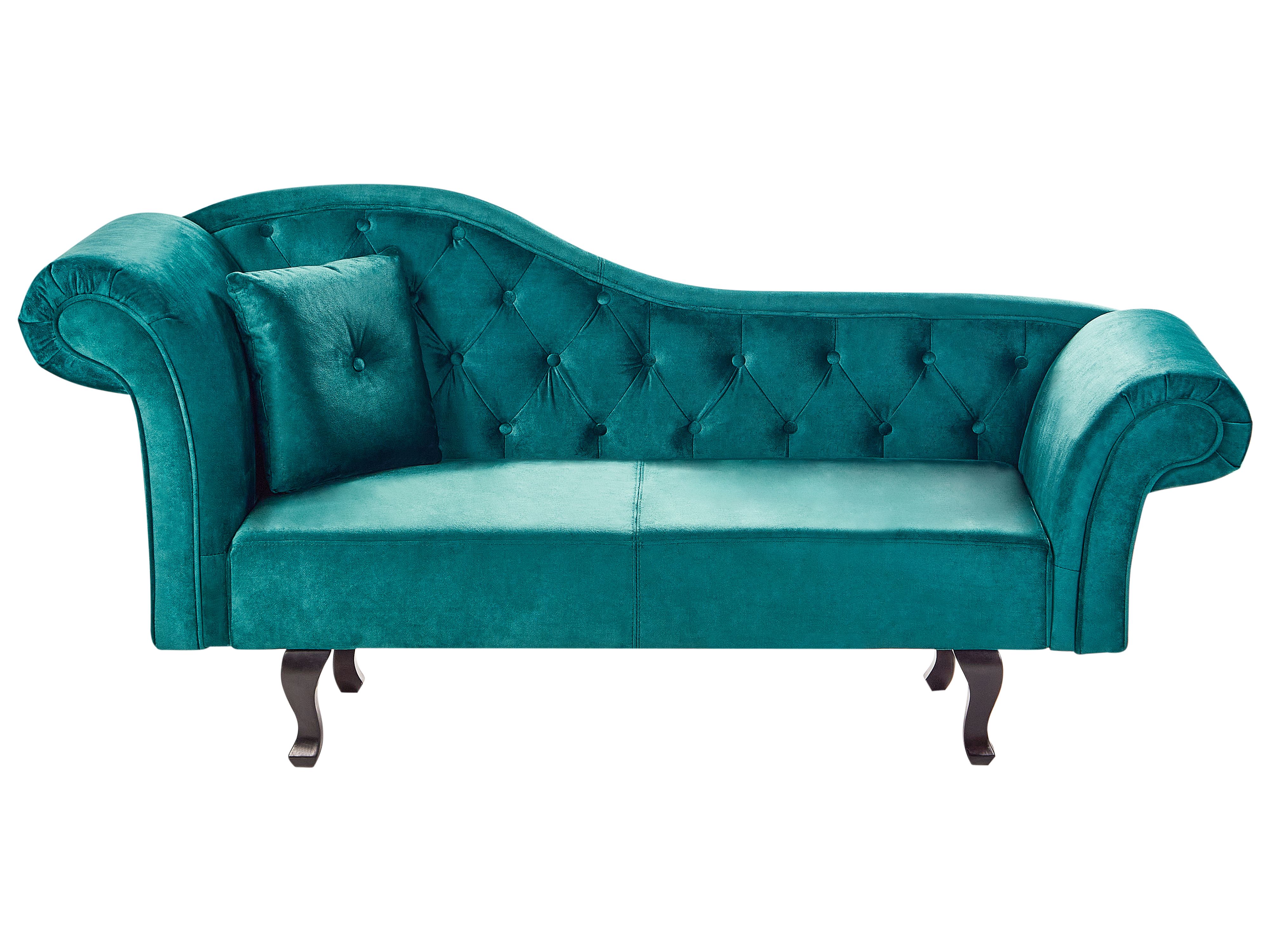 Left-Hand Chaise Lounge LATTES II Velvet Emerald Green with Cushion