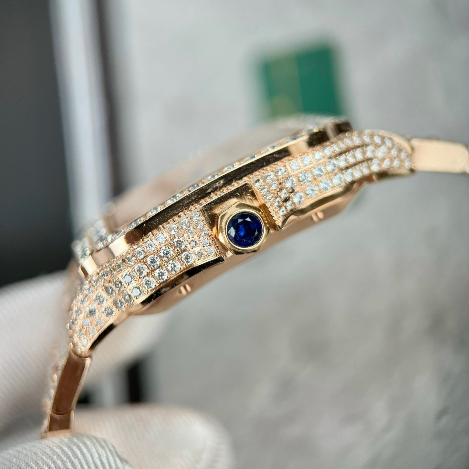 Cartier Santos Men s Full Diamond Replica Watch Highest Quality 39.8mm - Top club