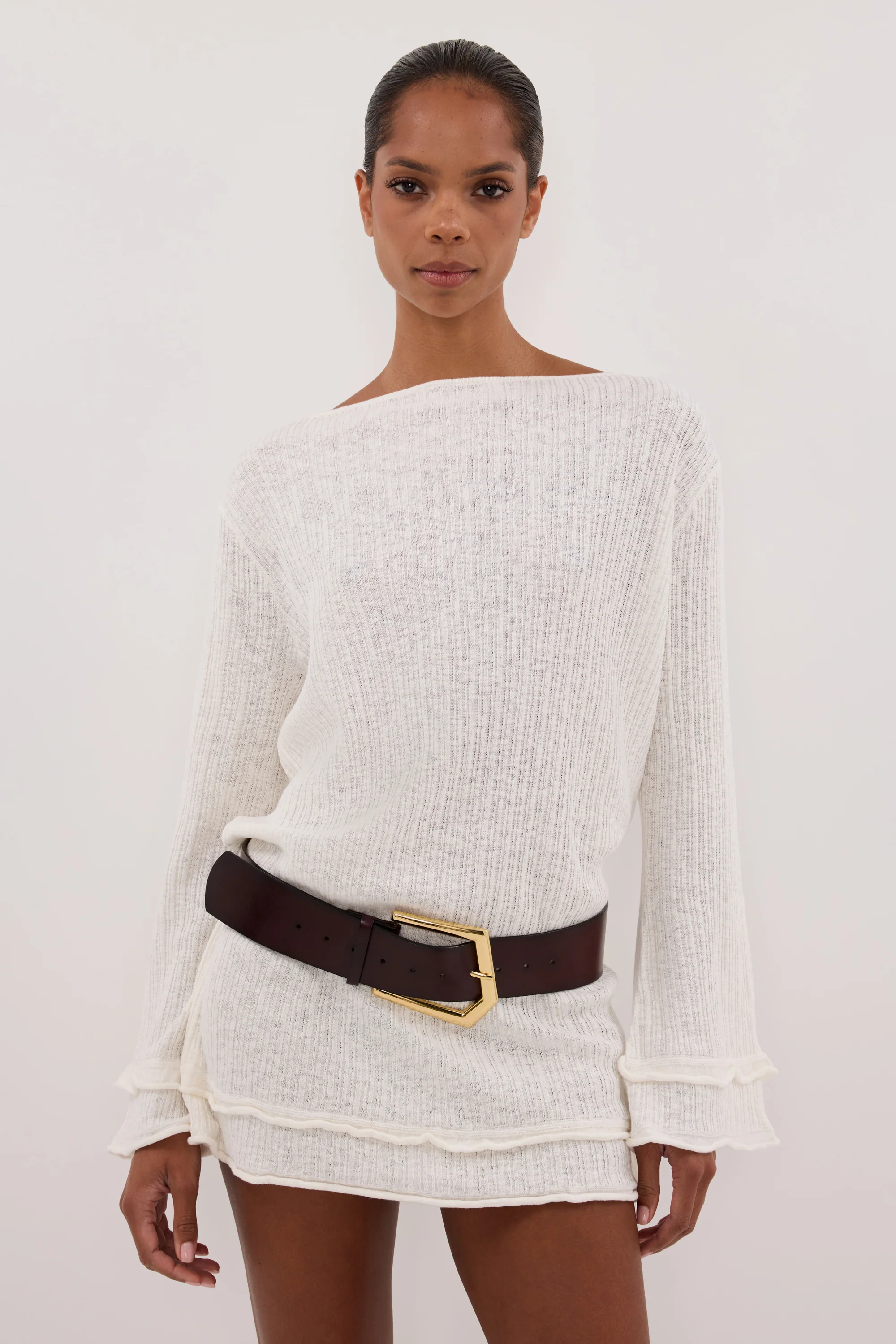 MAX IVORY KNIT MINI DRESS