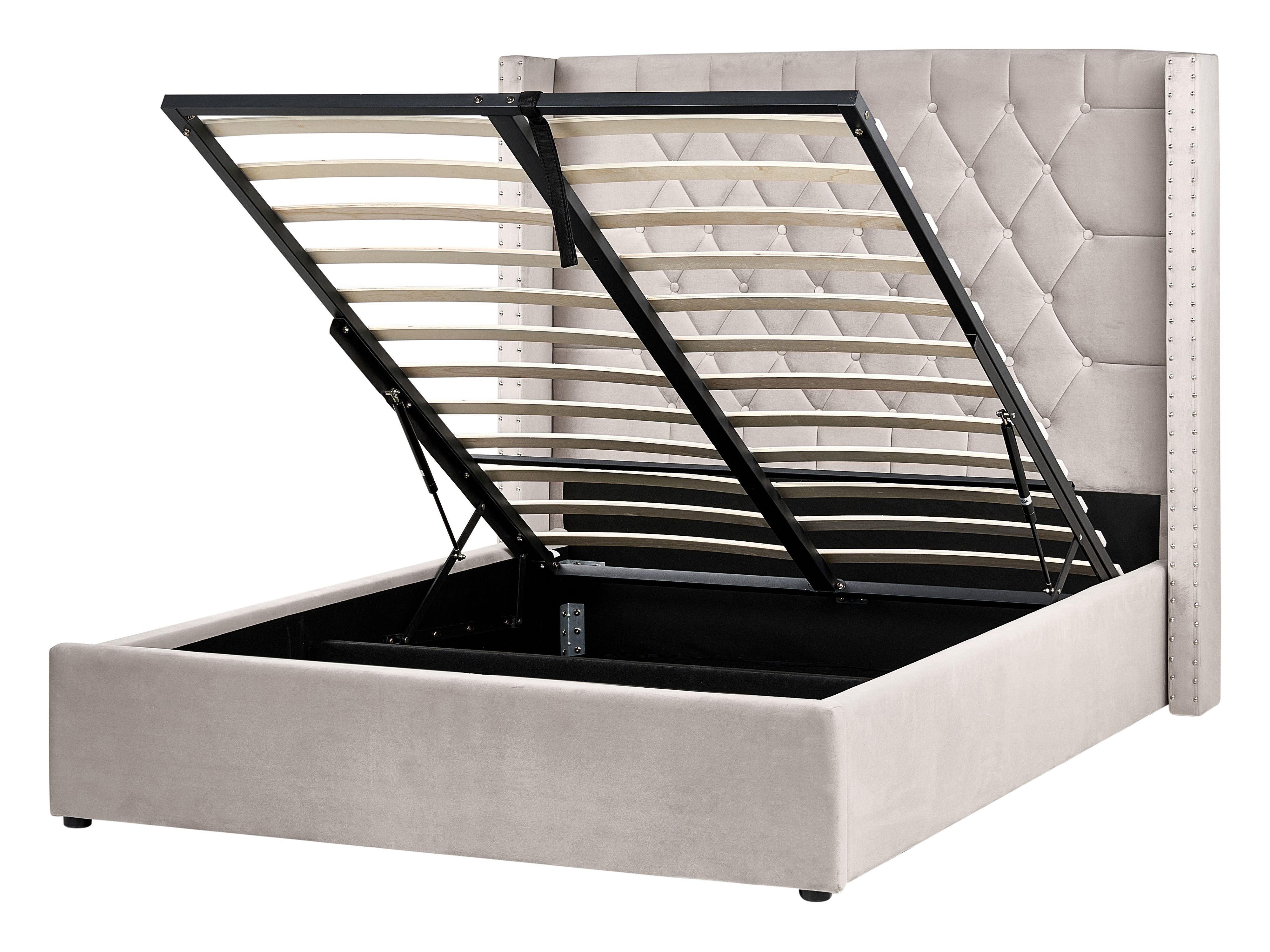 Ottoman Bed Velvet LUBBON 140 x 200 cm (EU Double) Taupe