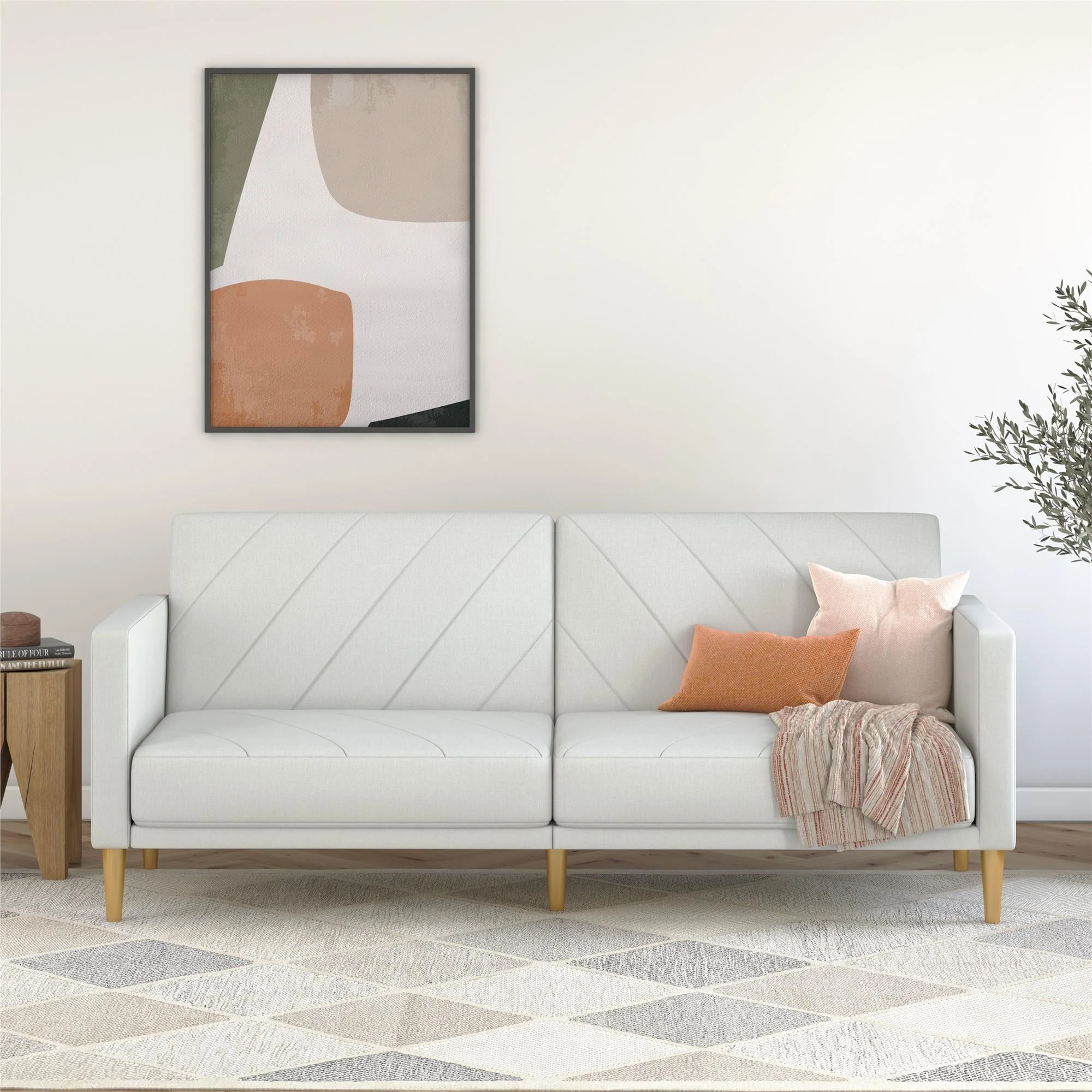 DHP Alicent Futon Sofa Bed and Couch Sleeper, Light Gray Linen