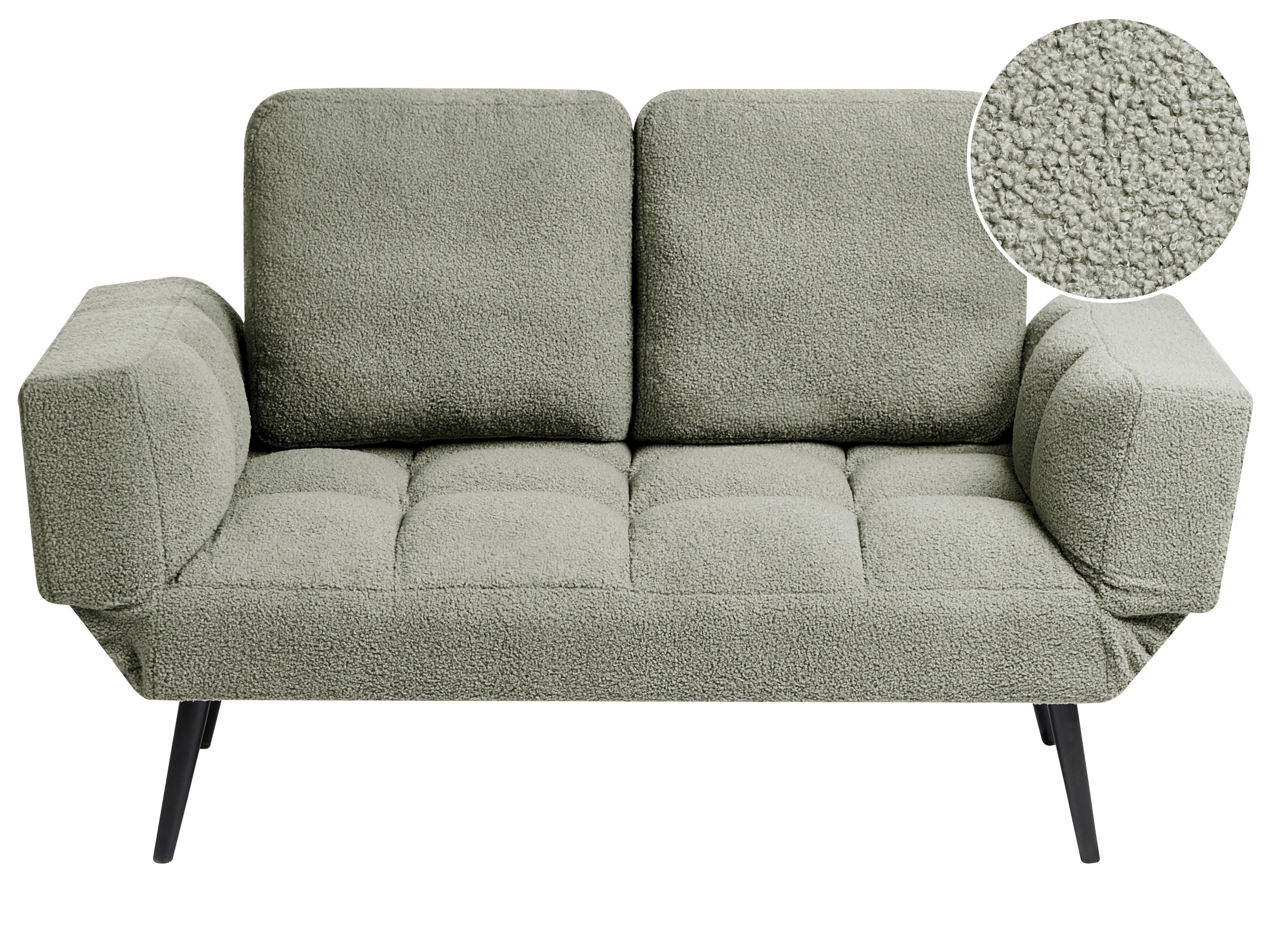 Sofa Bed 2 Seater BREKKE Boucle Green