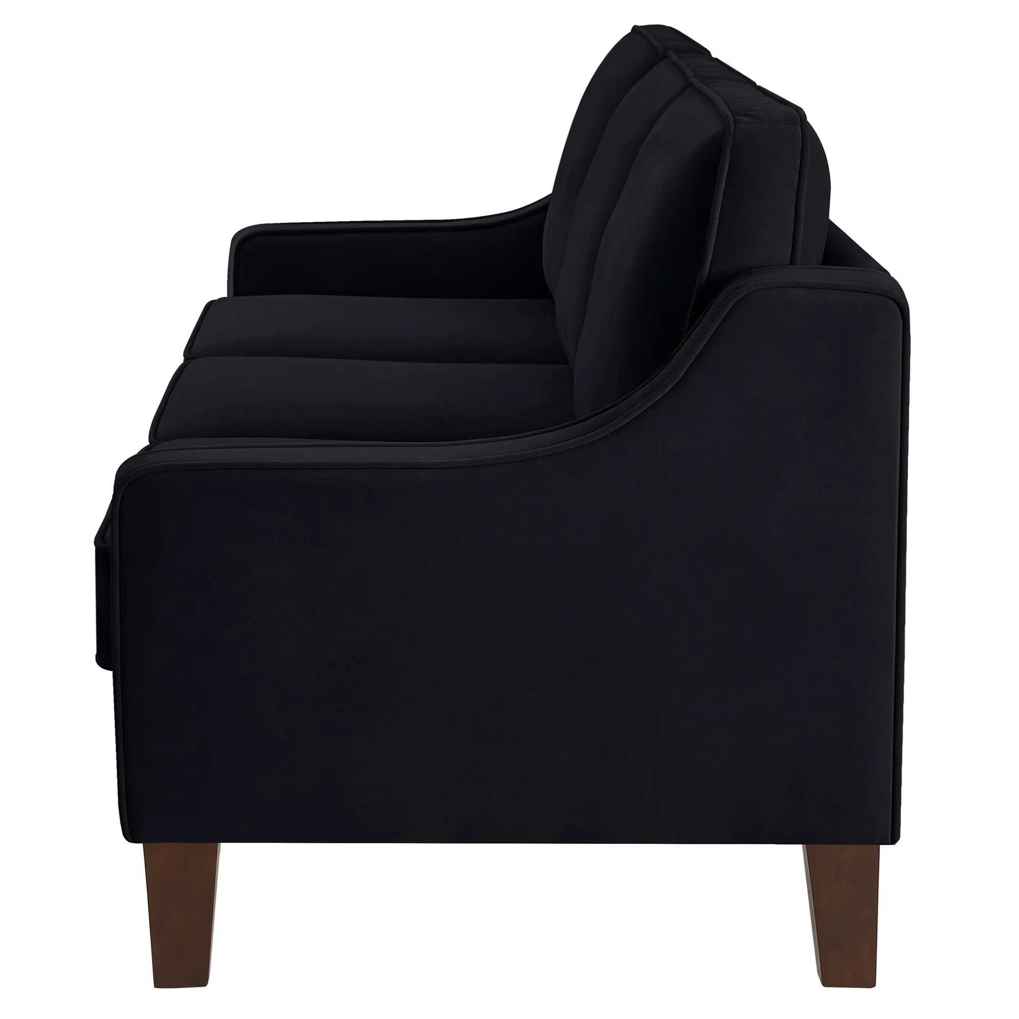 Living Room Sofas Modern 3 Person seat Sofa Couch with Scooped Armrest/Wood legs,Upholstered Velvet 3-seat Sofa with Removable Cushions for Livingroom Bedroom,Black,Comfortable Sofas - Image 7