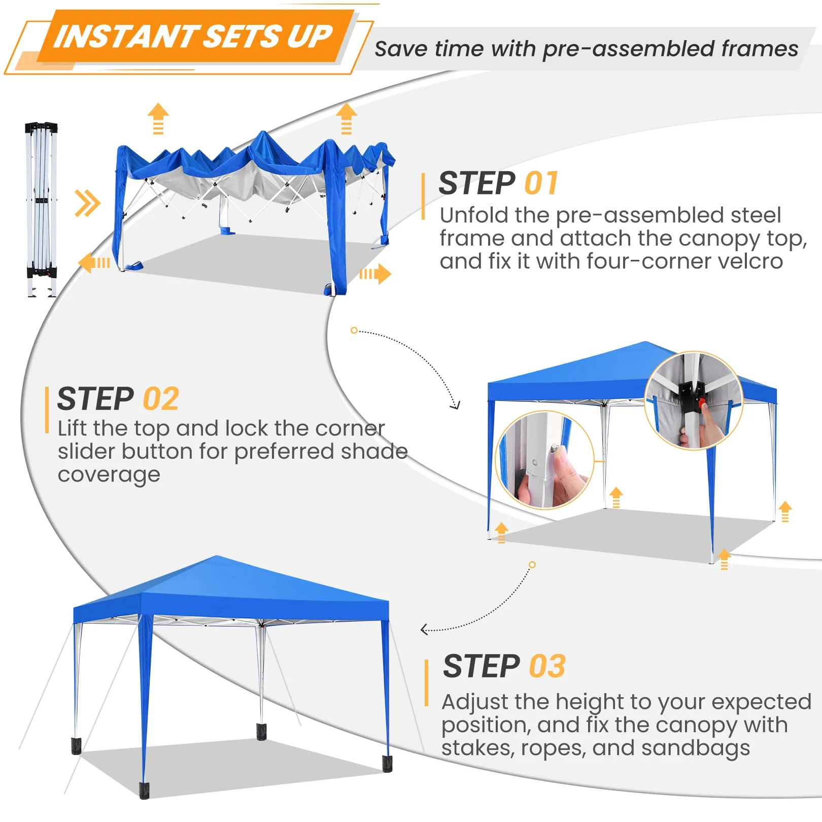 SANOPY 10'x10' EZ Pop Up Canopy Tent Outdoor Party Instant Shelter Portable Folding Beach Canopy with 4 Sandbag & Carrying Bag, Black - Image 67
