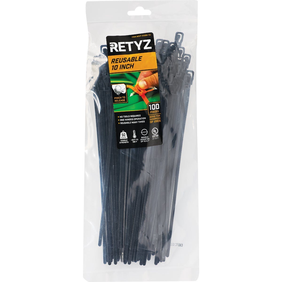 RETYZ EveryTie 10 In. Black Releasable Tie (100-Pack)