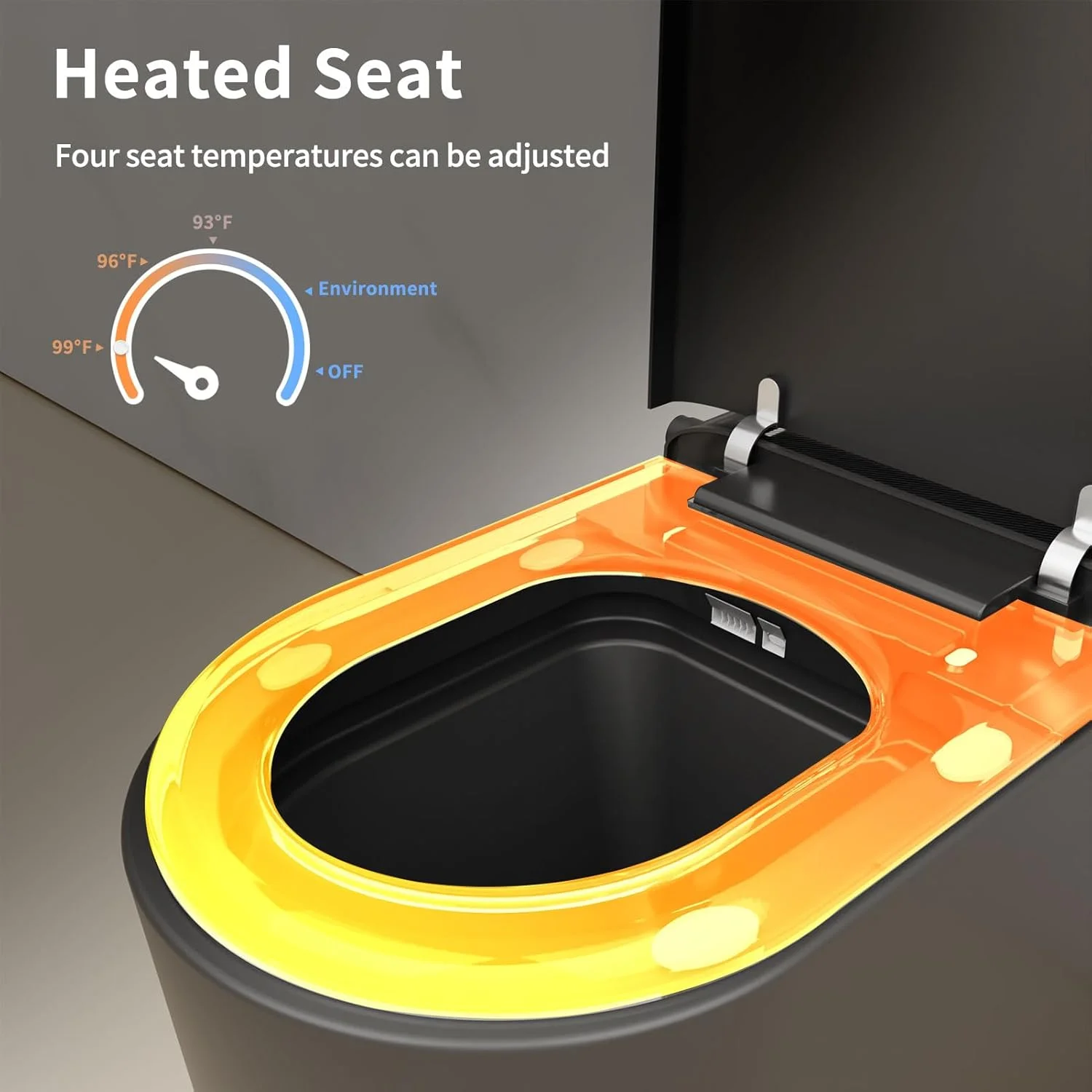 LALAHOO Smart Toilet with Bidet Built in, Auto Open & Close, Elongated Heated seat, Foot Sensor Flush, LED Display, Warm Water Wash, Dryer, Night Light, Black - Image 6