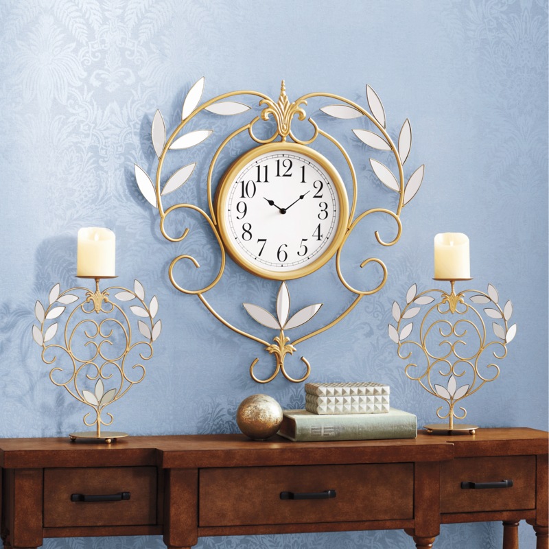 Set of 2 Mirrored Leaves Candleholders - MIDNIGHT VELVET CATALOG