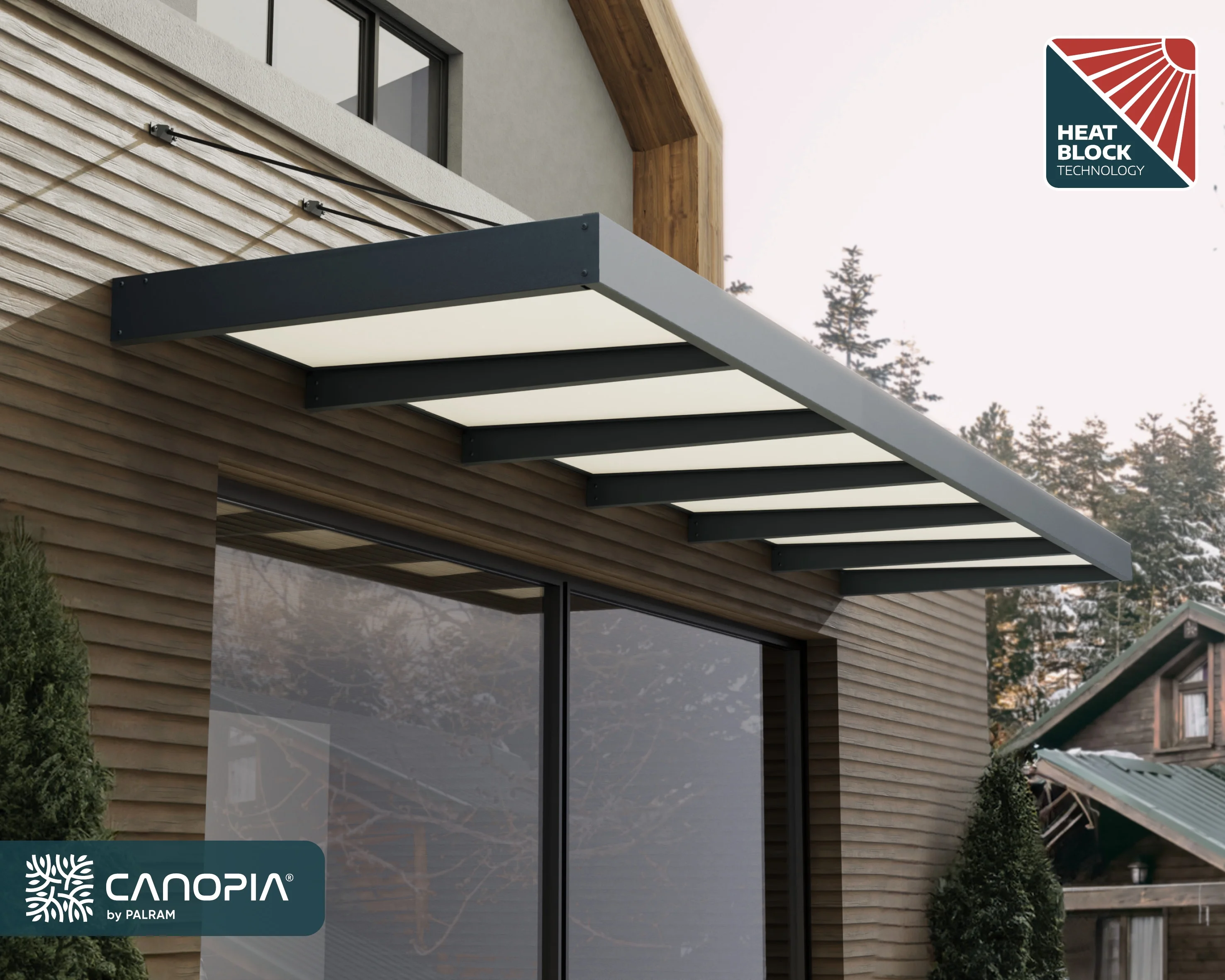 Palram - Canopia Sophia XL 2000 6' x 5' Acrylic Awning - Gray/Mist - Image 15
