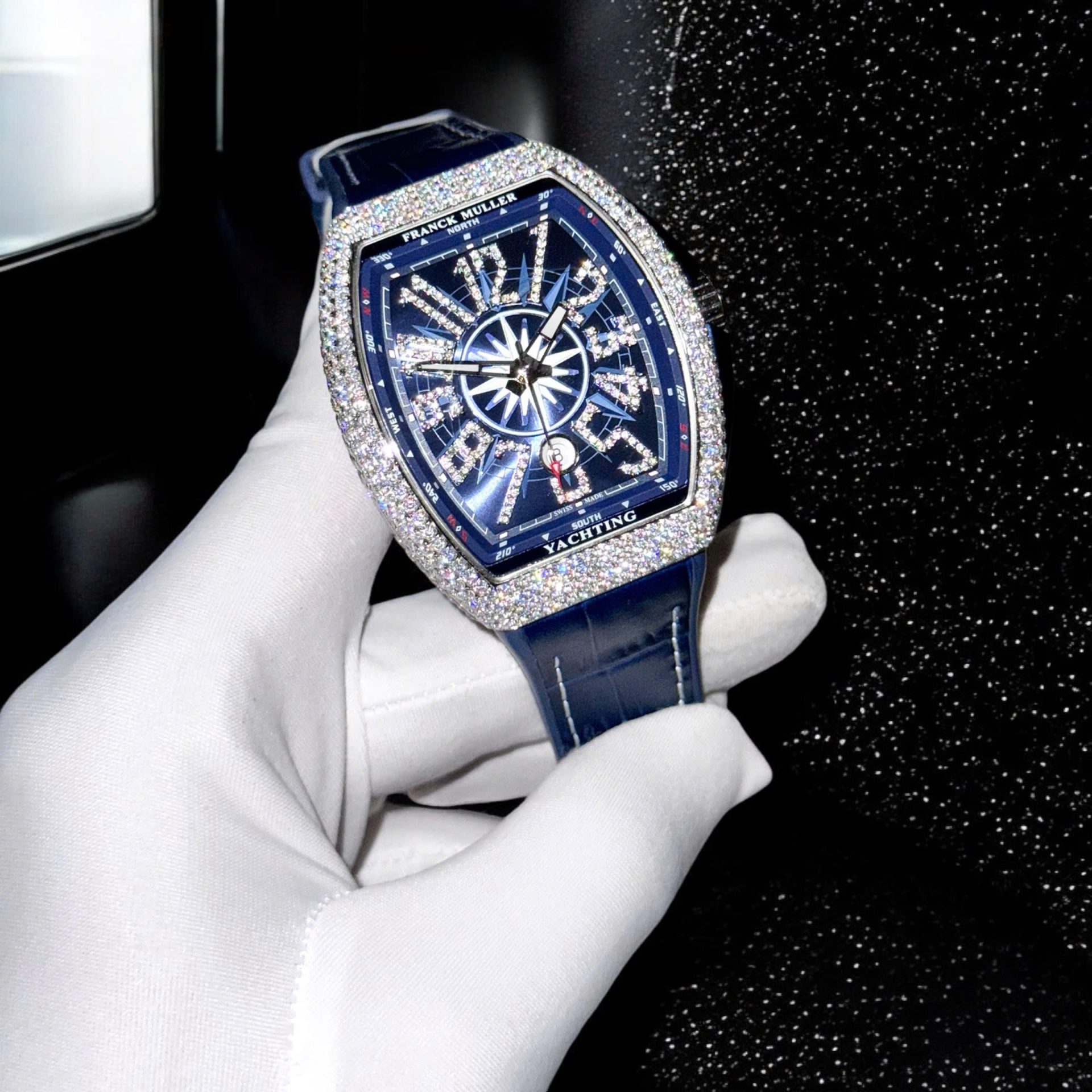 Franck Muller V45 Replica 11 Watch Custom Moissanite Diamonds 45mm - Elite Watch Atelier