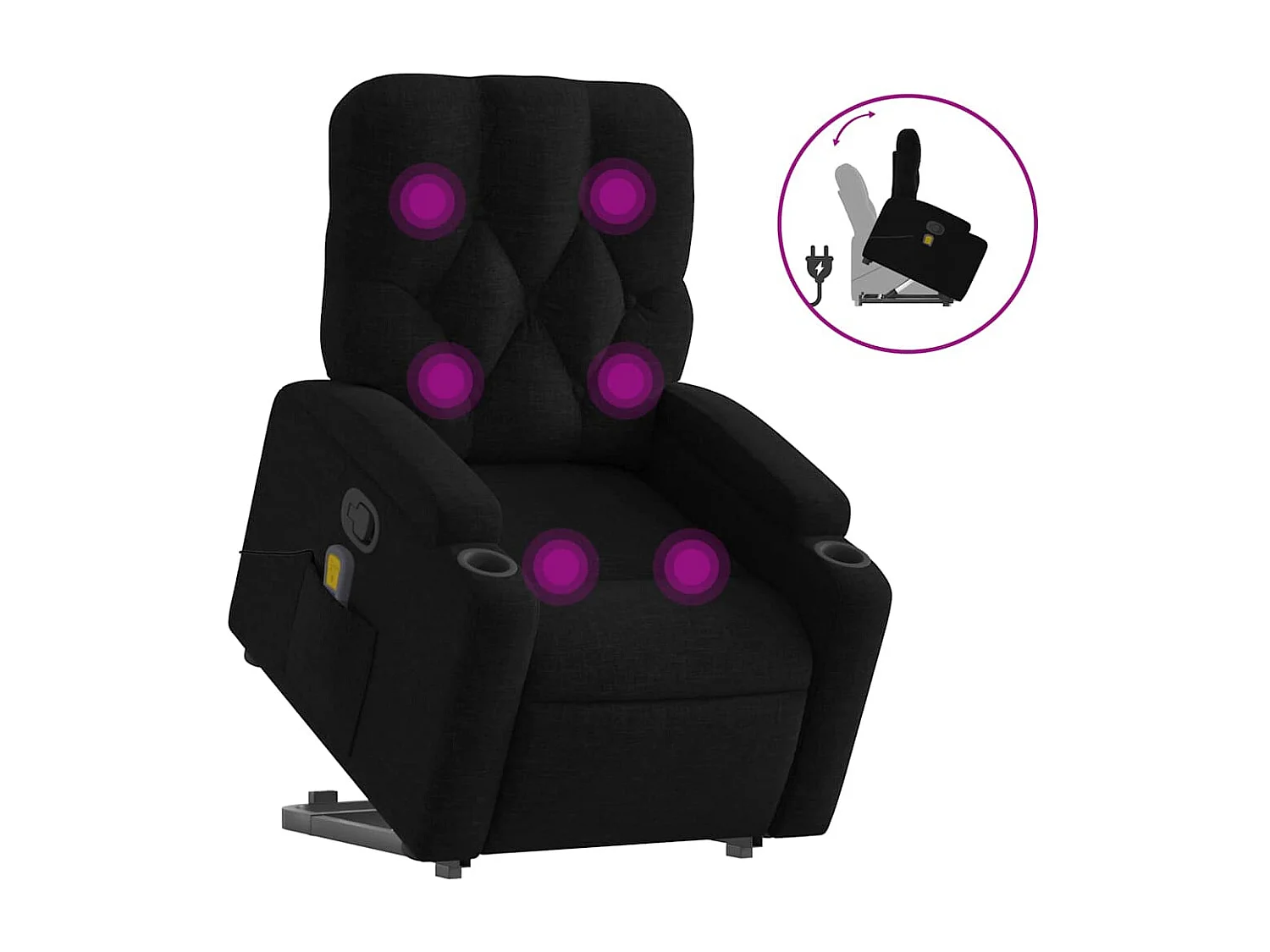 Fauteuil inclinable-Chaise de relax-Fauteuil de Massage Noir Tissu SHL2327