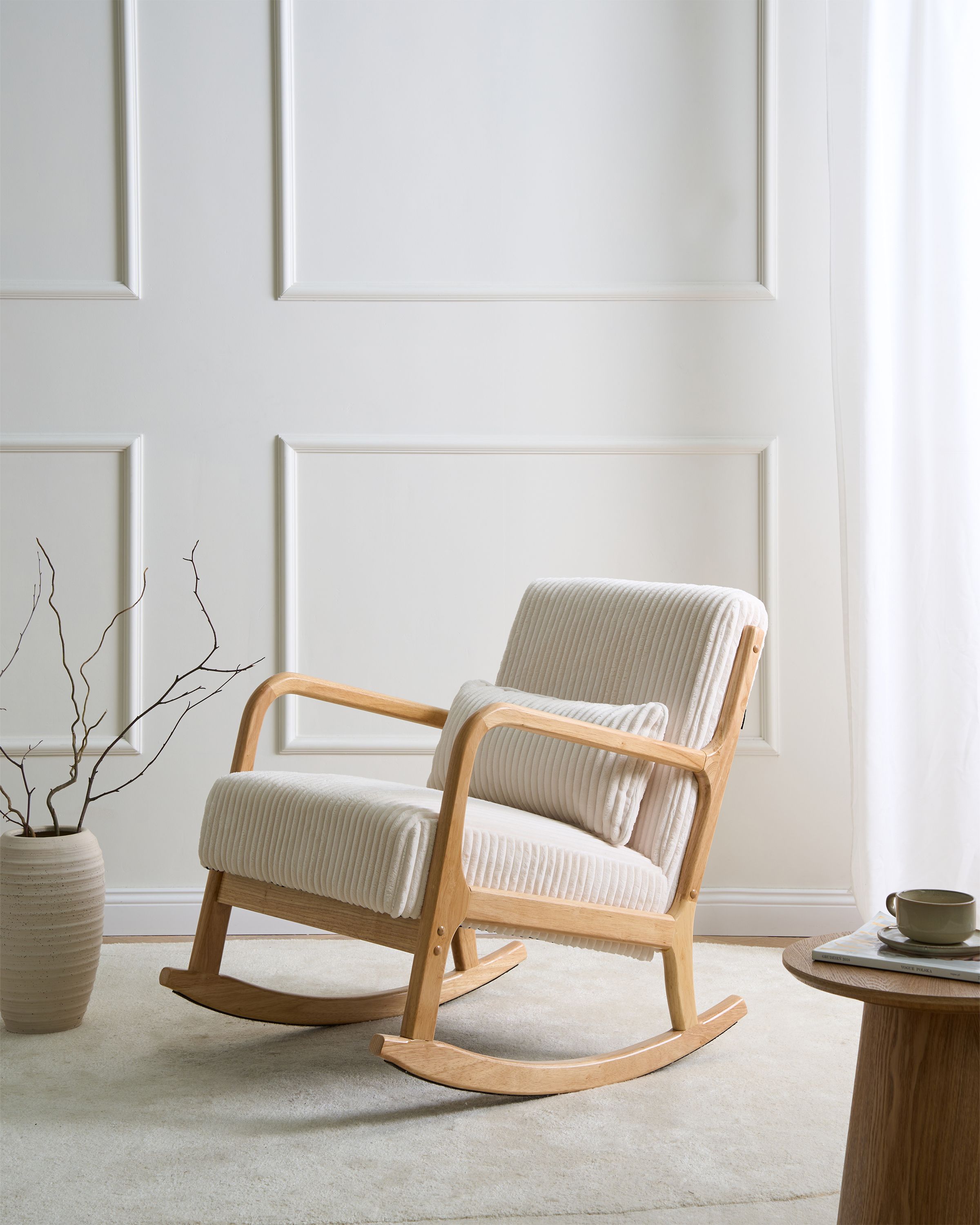Rocking Chair SORSELE Corduroy White