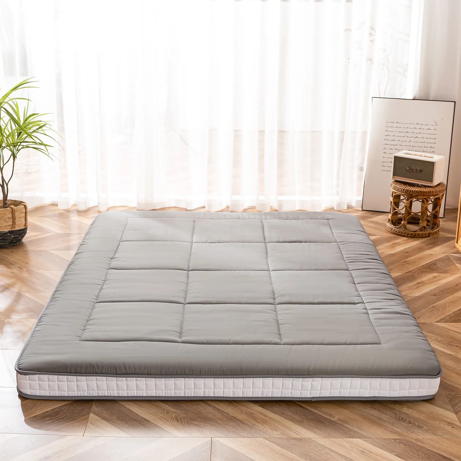 Futon Mattress, Padded Japanese Floor Mattress Quilted Bed Mattress Topper, Extra Thick Folding Sleeping Pad, Dark Grey, Twin - Image 12