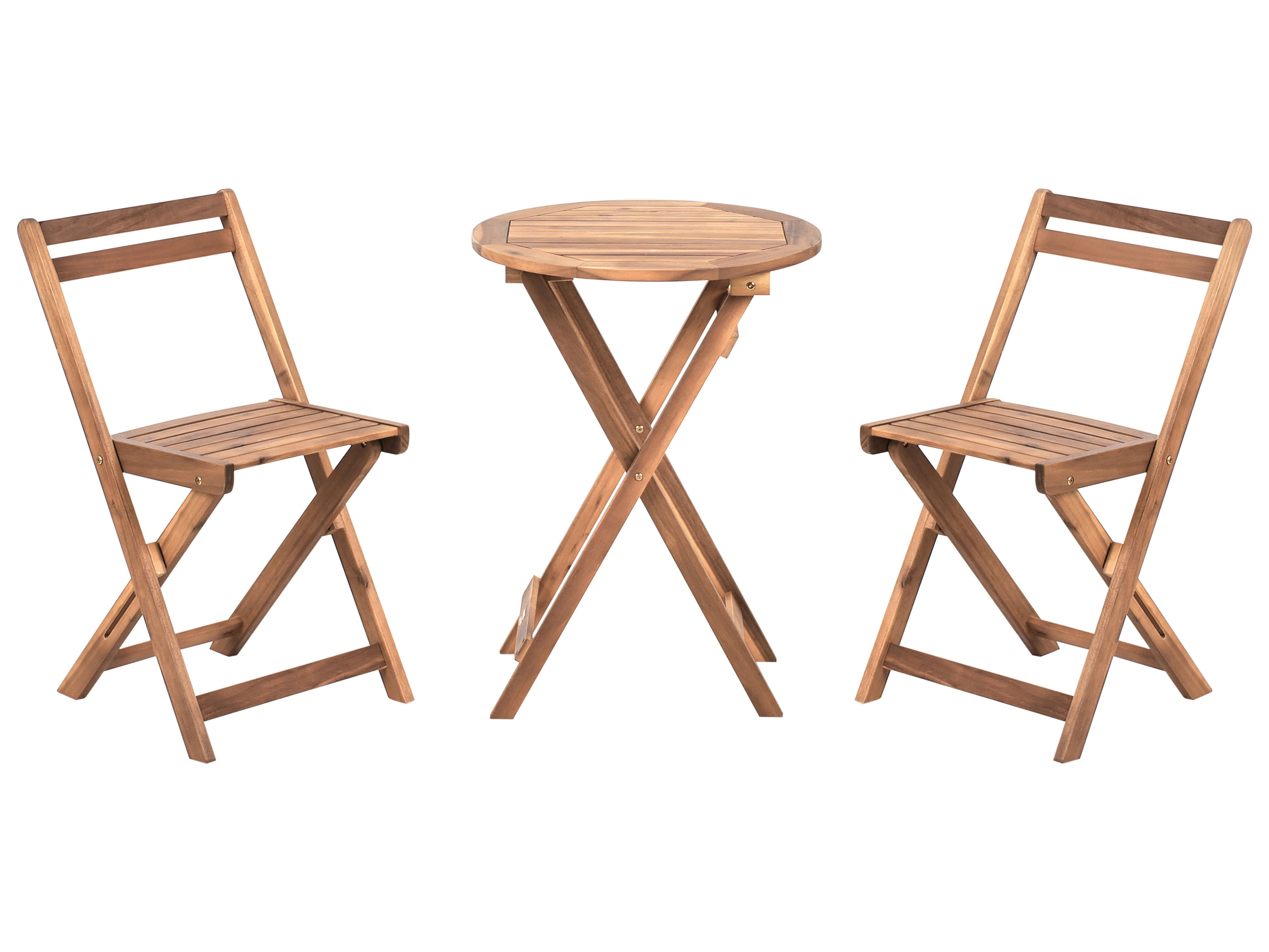 Bistro Set Folding SACILE Acacia Wood Brown