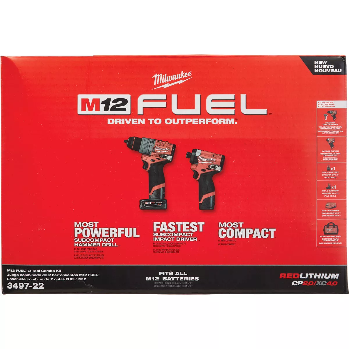 Milwaukee M12 FUEL 2-Tool Brushless Cordless Subcompact Hammer Drill & Impact Driver Combo Kit with (2) Batteries & Charger