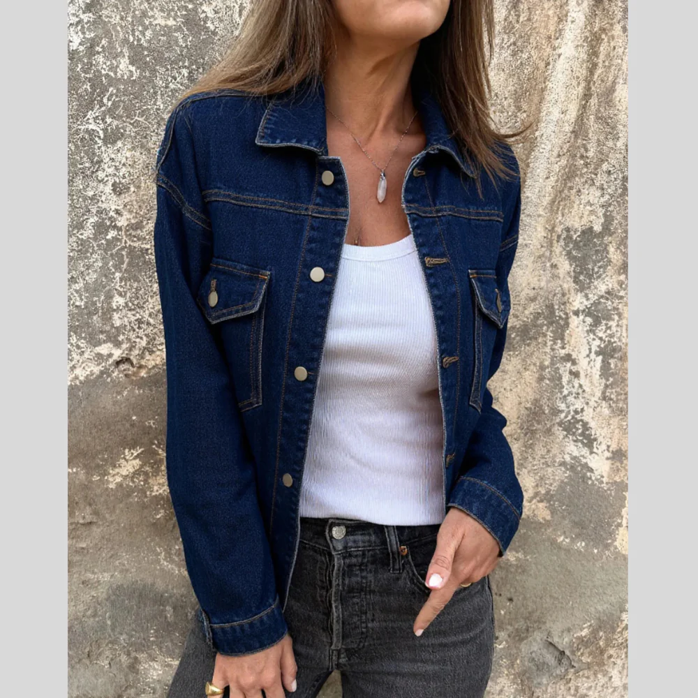 Stylish Long Sleeve Denim Jacket - ZKZOOK