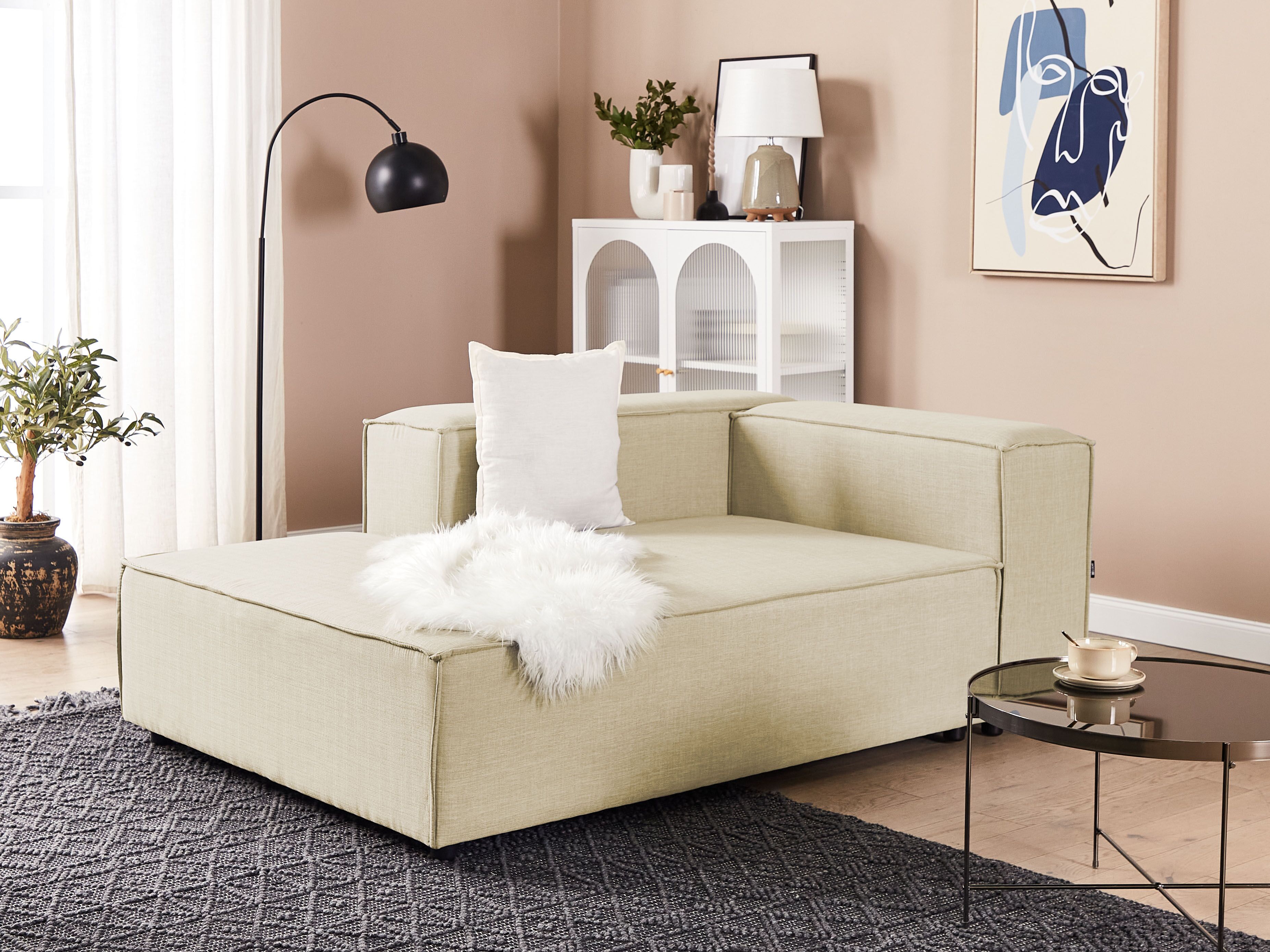 Chaise Longue APRICA Faux Linen Beige