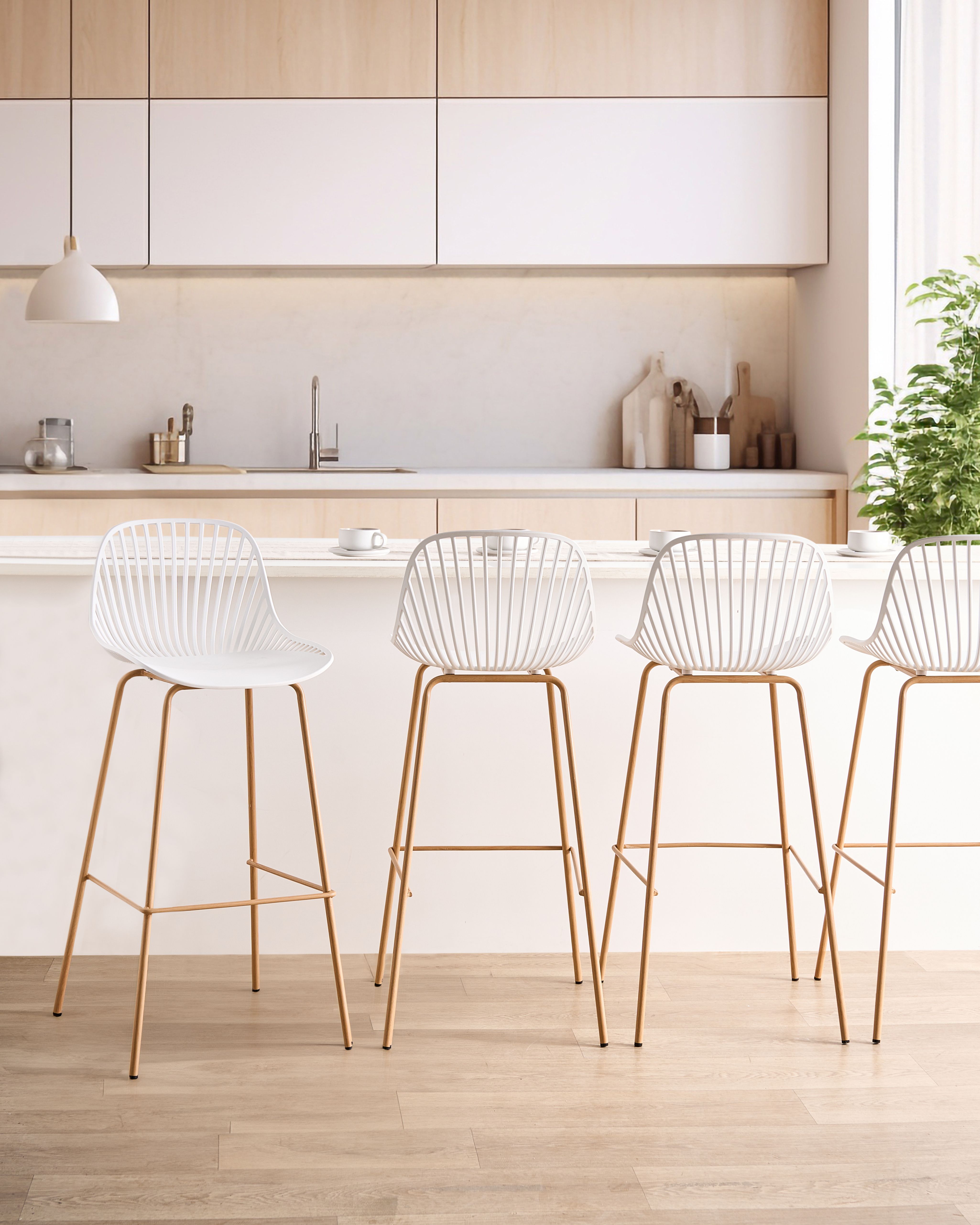 Set of 4 Bar Chairs KLEVE White