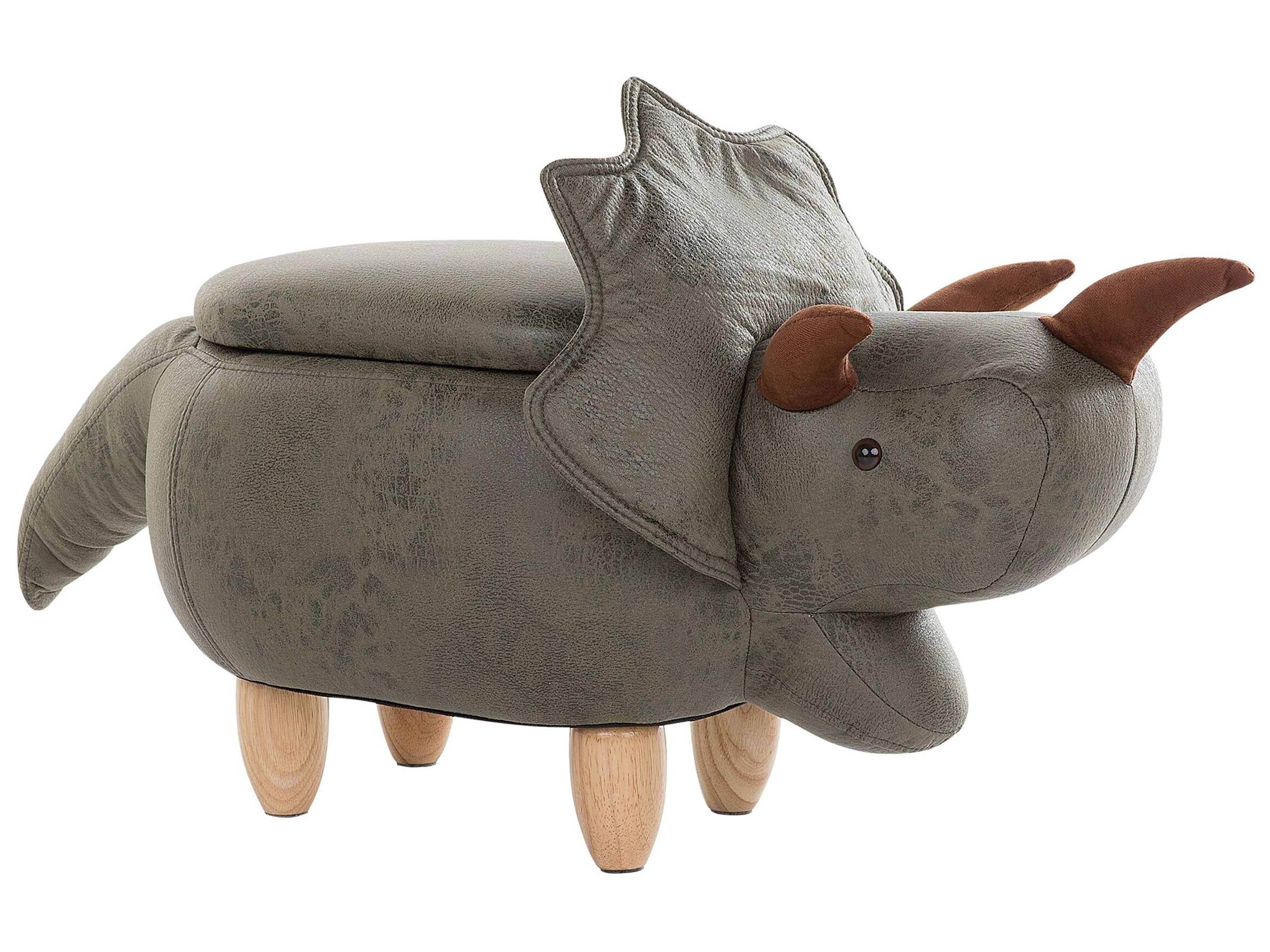 Storage Animal Stool TRICERATOPS Fabric Dark Green Dinosaur