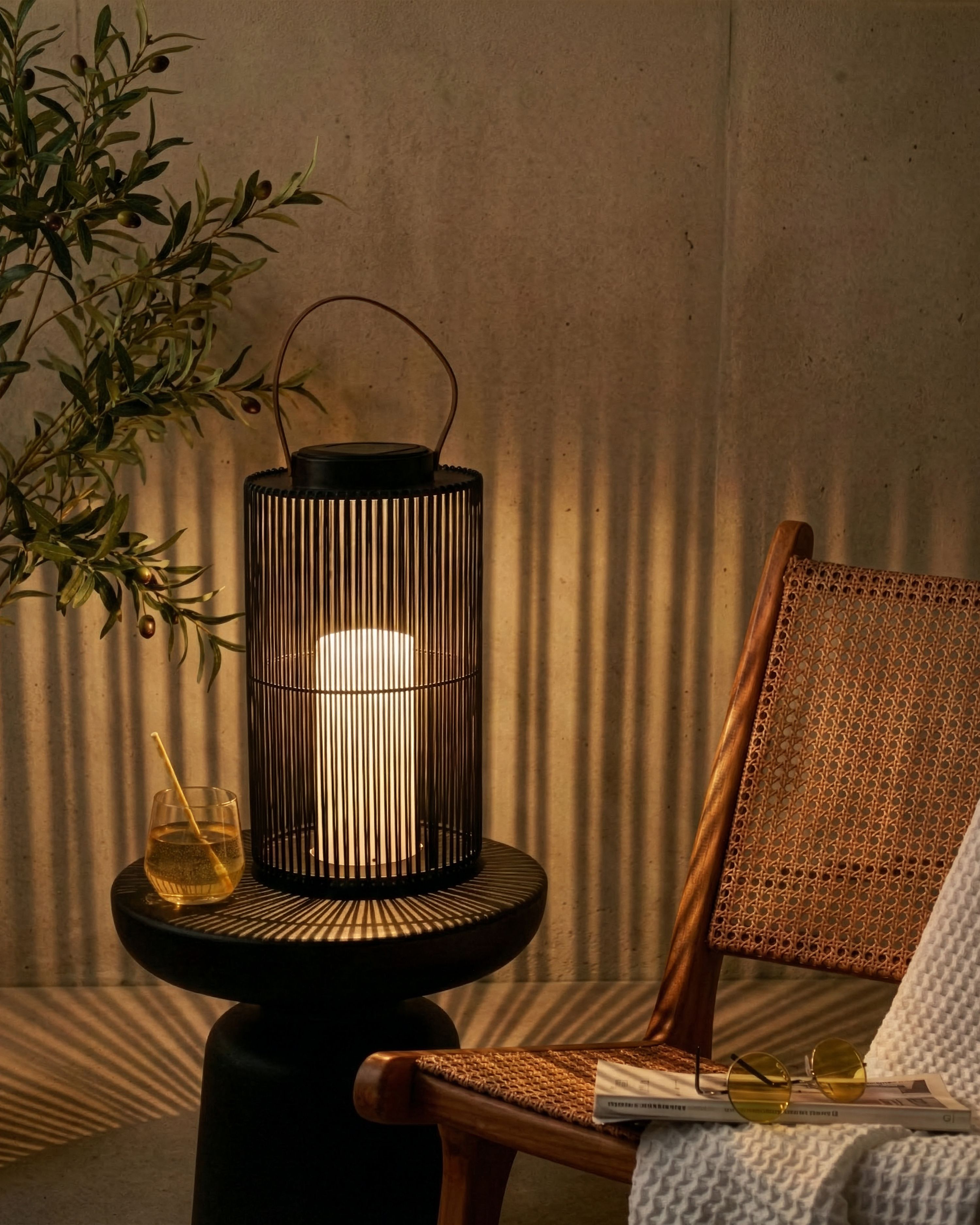 Solar Powered Lantern MACHILI 53 cm Black