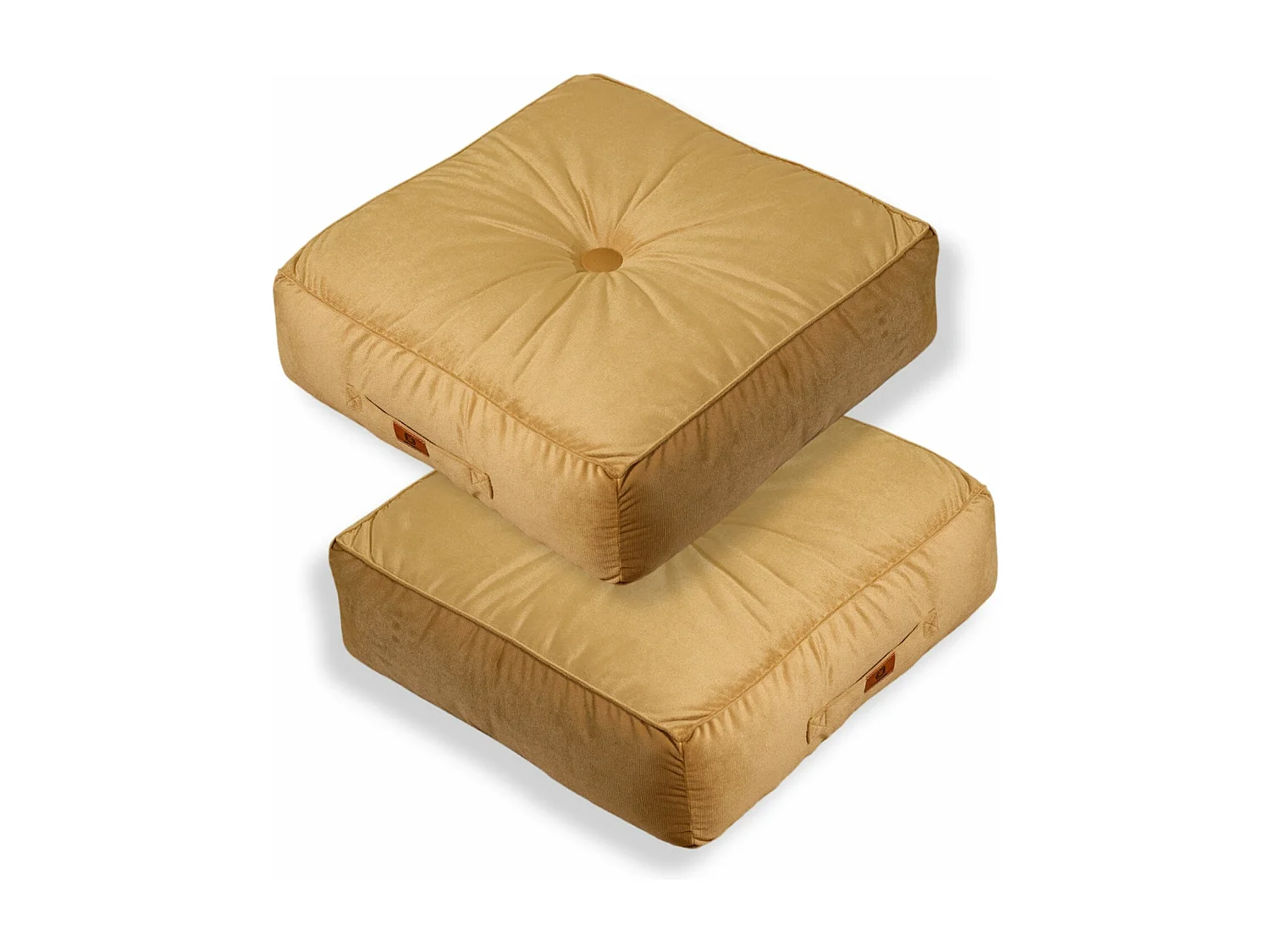 Pouf en velours 50 x 50 x 14 cm ensemble de 2 - beige