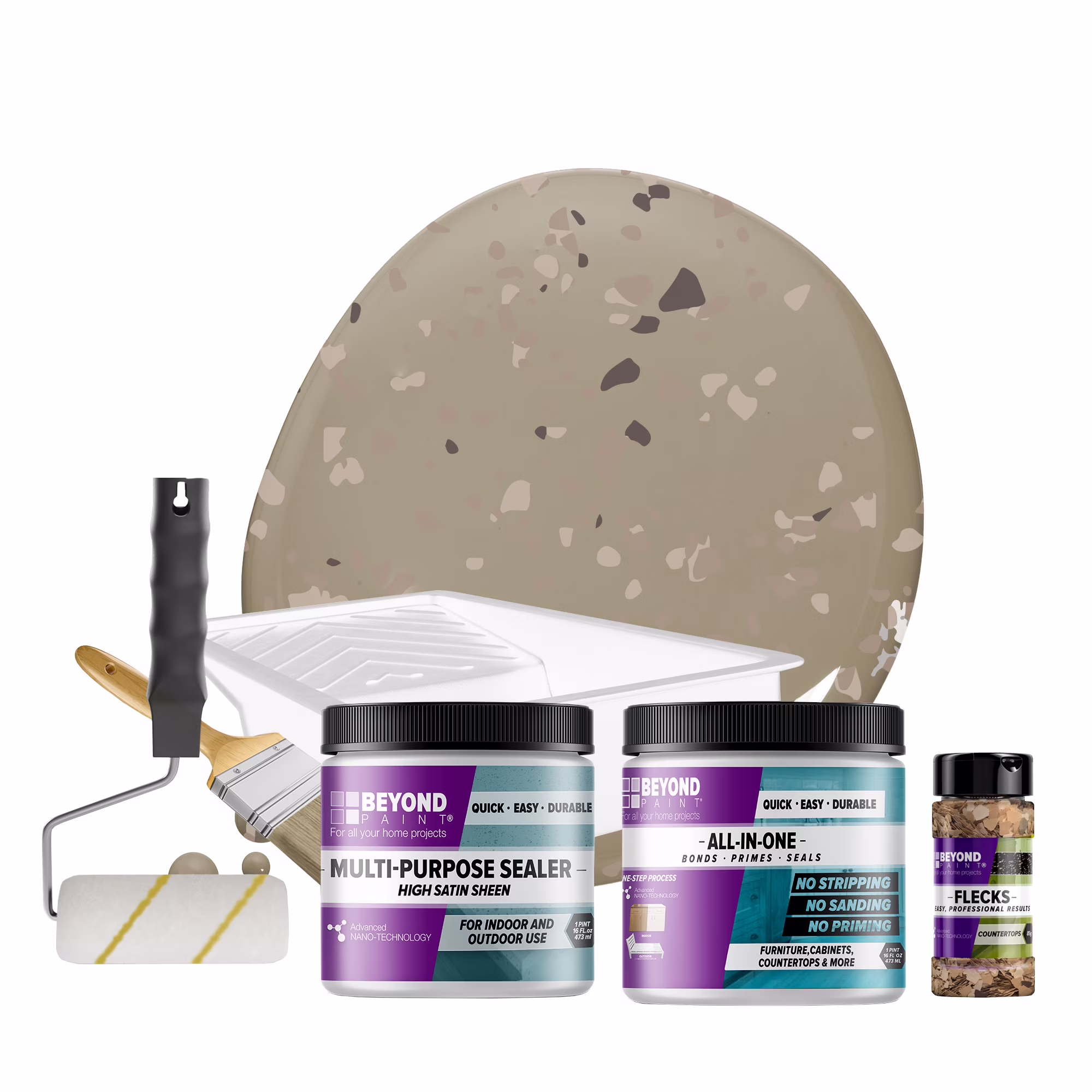Beyond Paint Countertop Makeover Kit with Paint, Sealer, Flecks and Tools for Countertops, Bright White - Image 9
