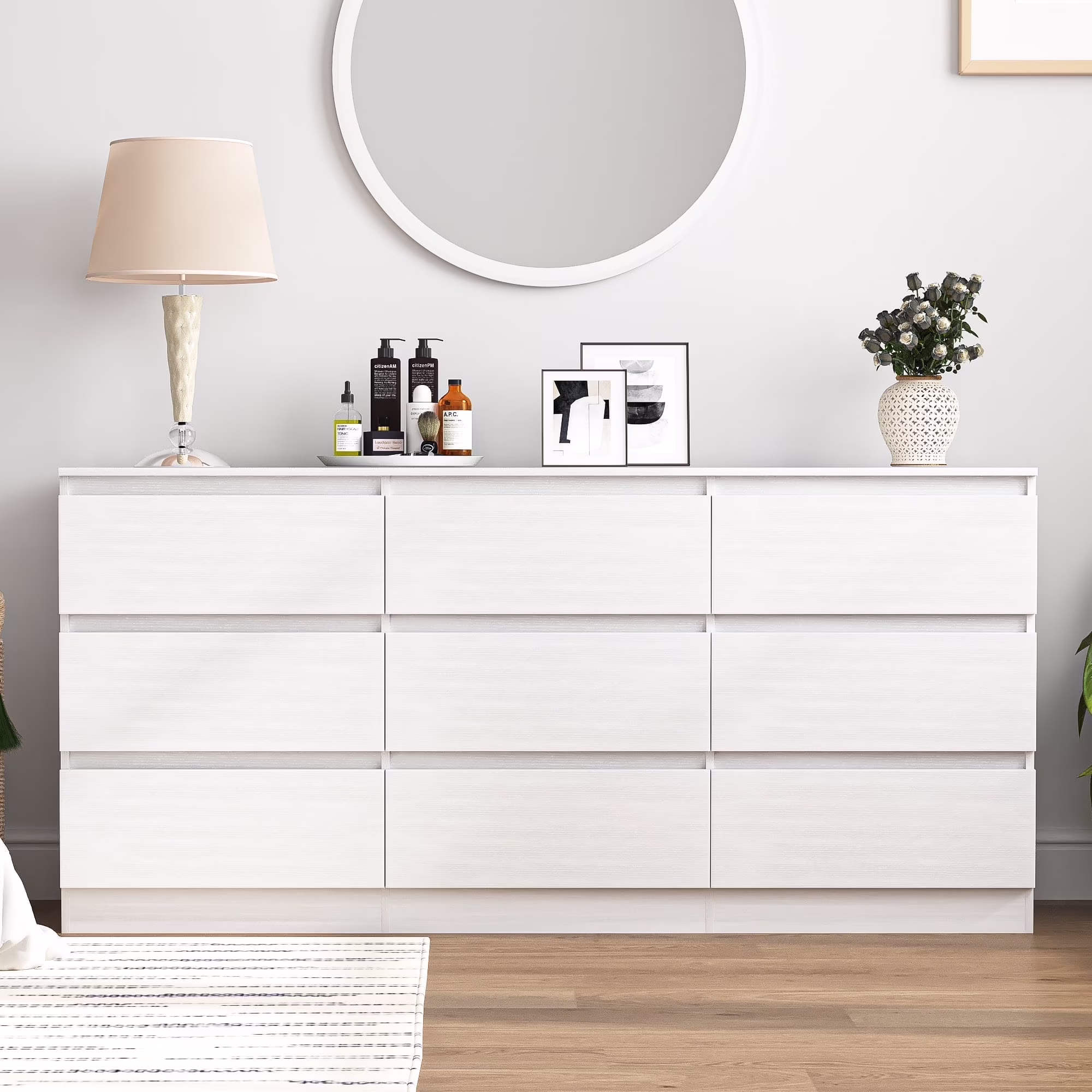 Kadyn White Chest of Drawer, 6 Double Drawer Dresser for Bedroom, Modern Storage Cabinet for Living Room, Dresser - Image 14
