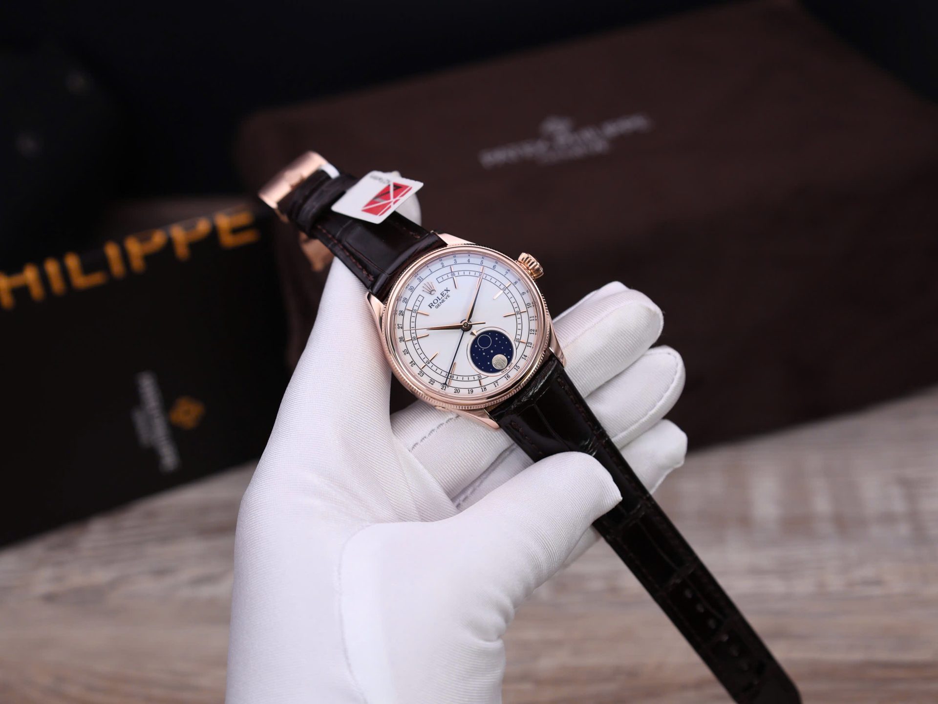 Rolex Cellini Moonphase Replica Watch Gold Wrapped KZ Factory 39mm - Top club