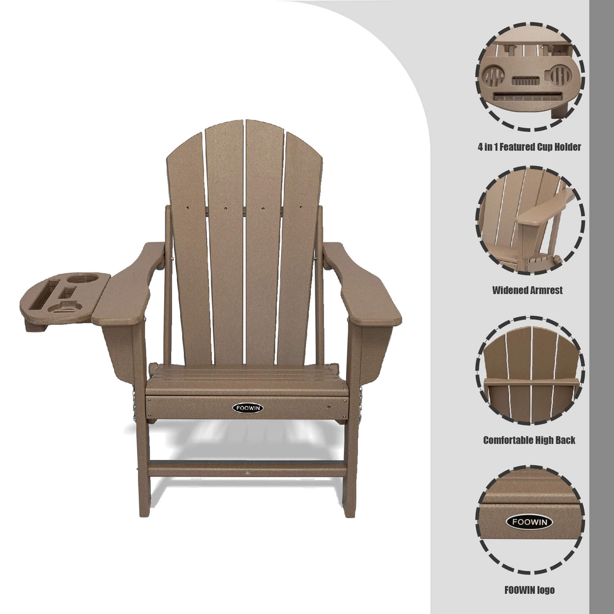 FOOWIN HDPE Plastic Adirondack Chairs Set of 4, Black - Image 102