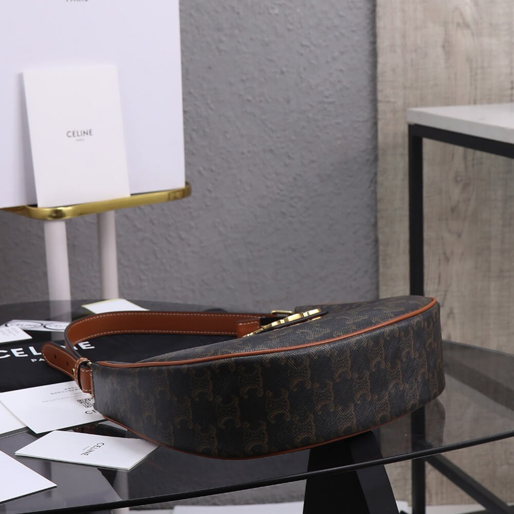 CELINE MEDIUM AVA TRIOMPHE BAG in Triomphe Canvas and calfskin1:1High-quality replica