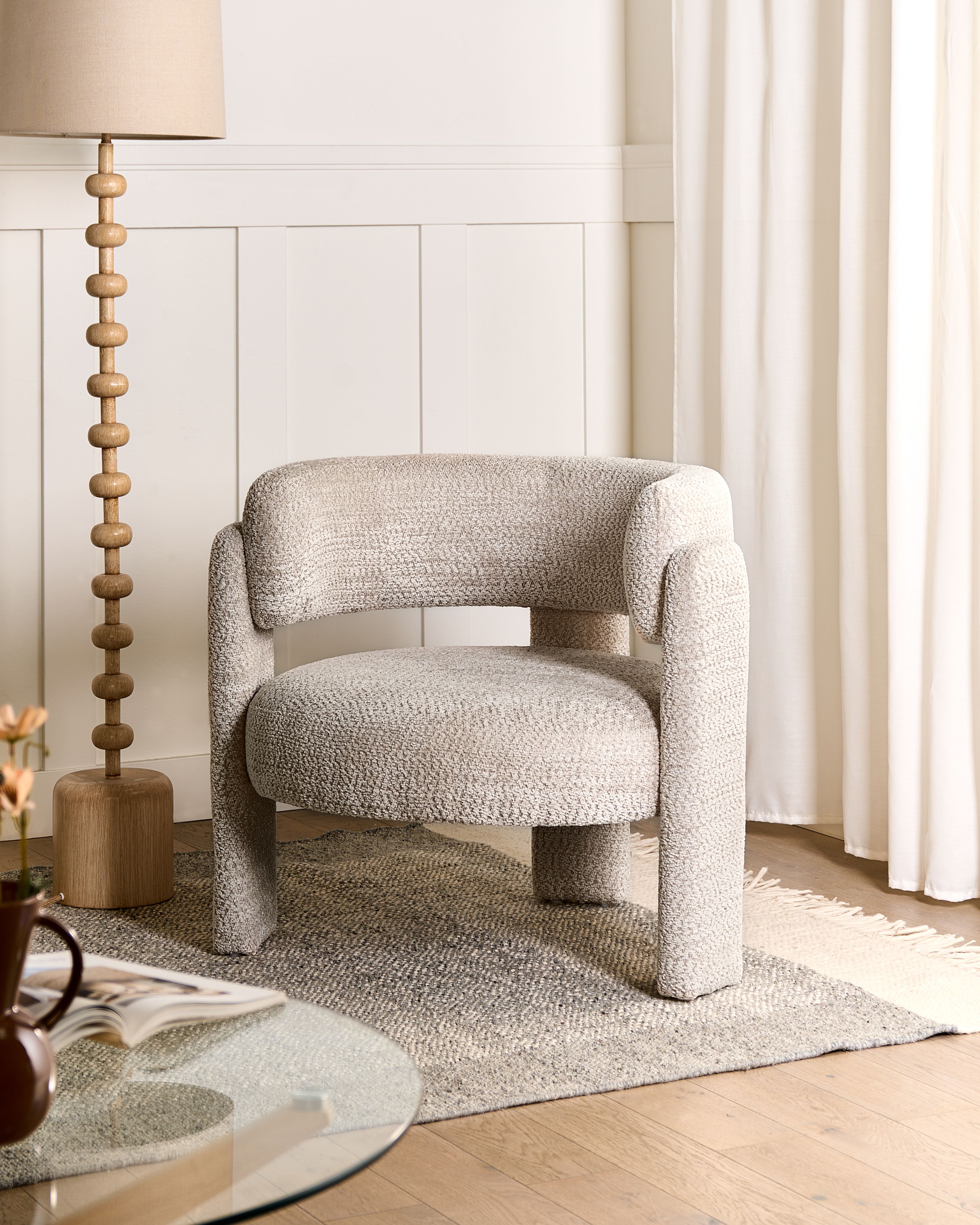Armchair BUREA Chenille Light Beige