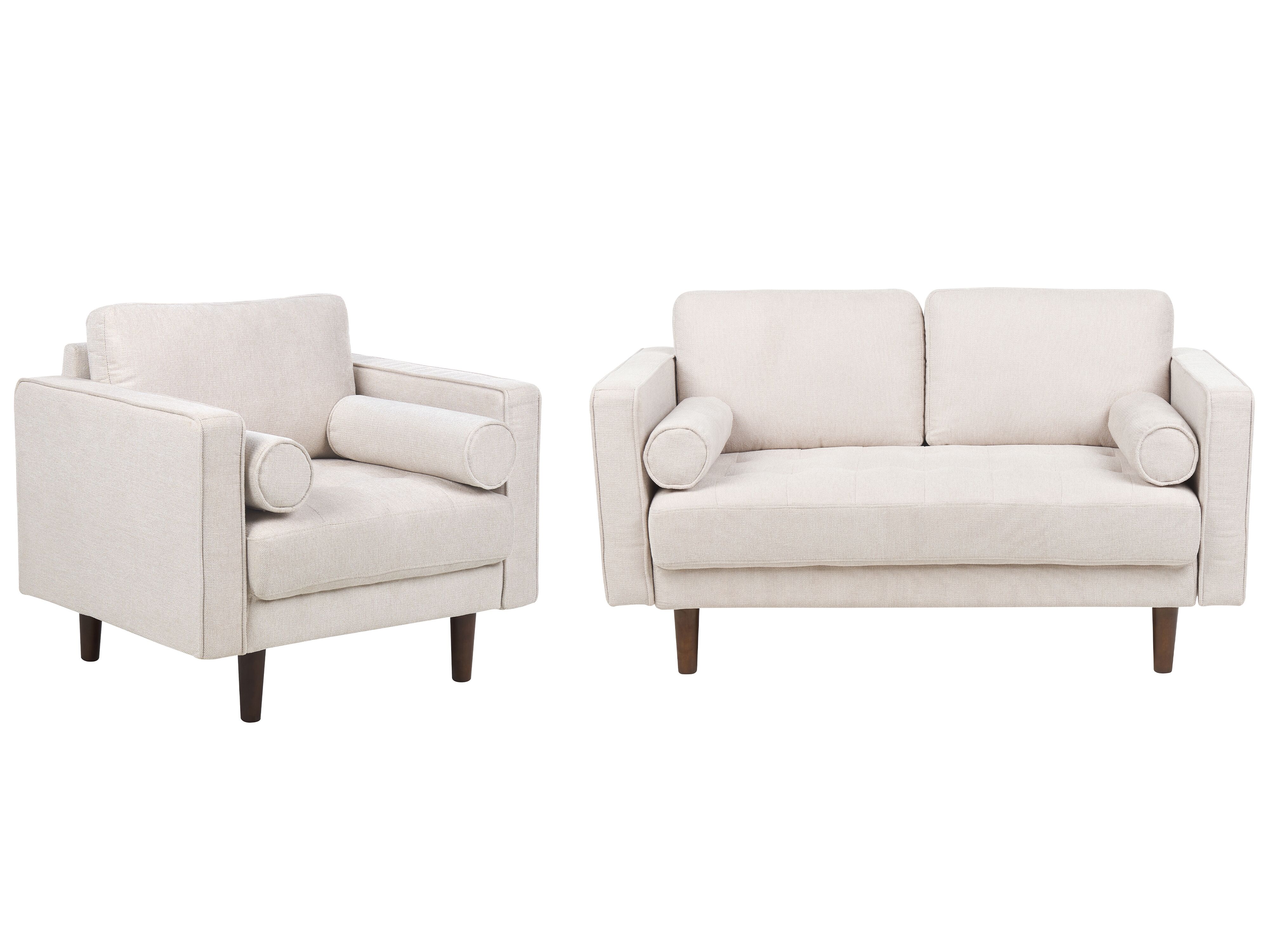 Living Room Set 3 Seater NURMO Fabric Light Beige