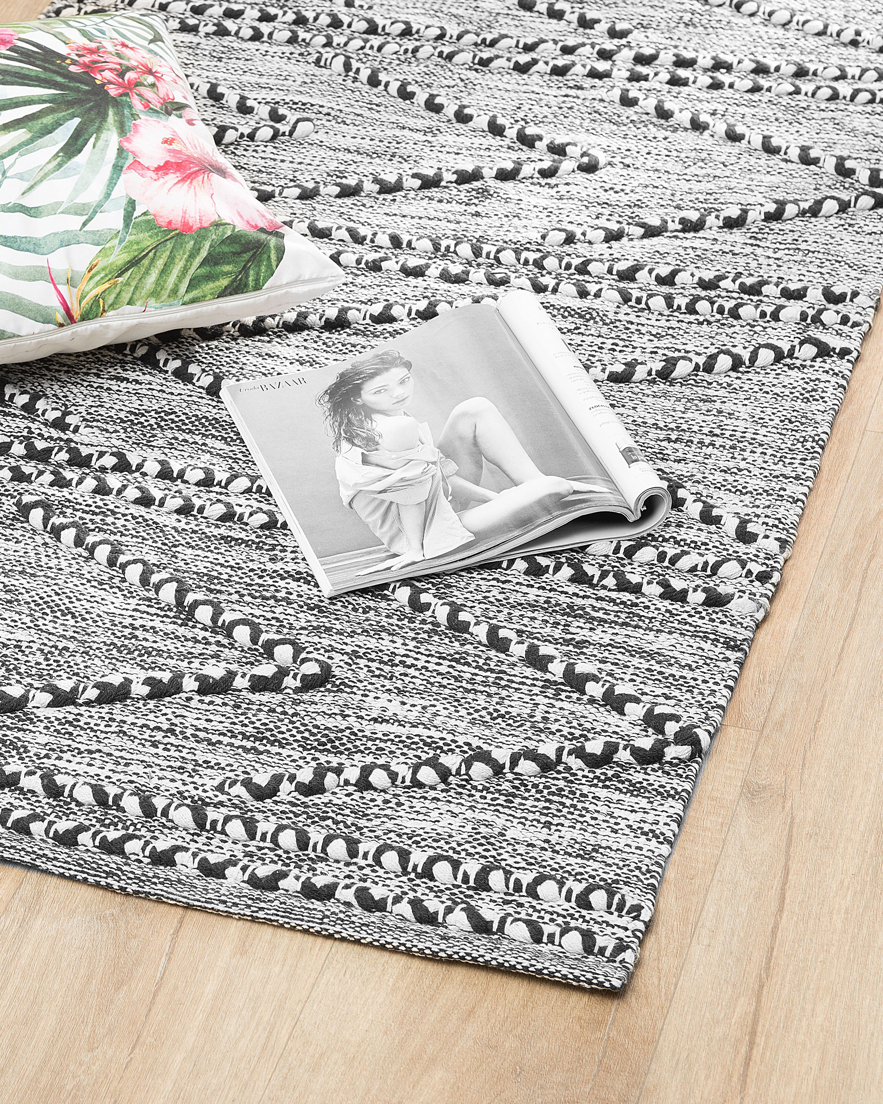 Rug TERMAL Black 80 x 150 cm Cotton