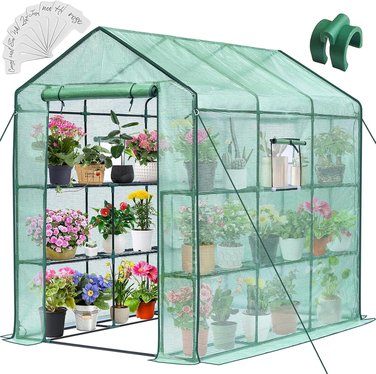 Greengro Portable Greenhouse Kit, Green, 57 x 85 x 76 in, 8 Shelves - Image 2 Greengro Portable Greenhouse Kit, Green, 57 x 85 x 76 in, 8 Shelves - Image 2