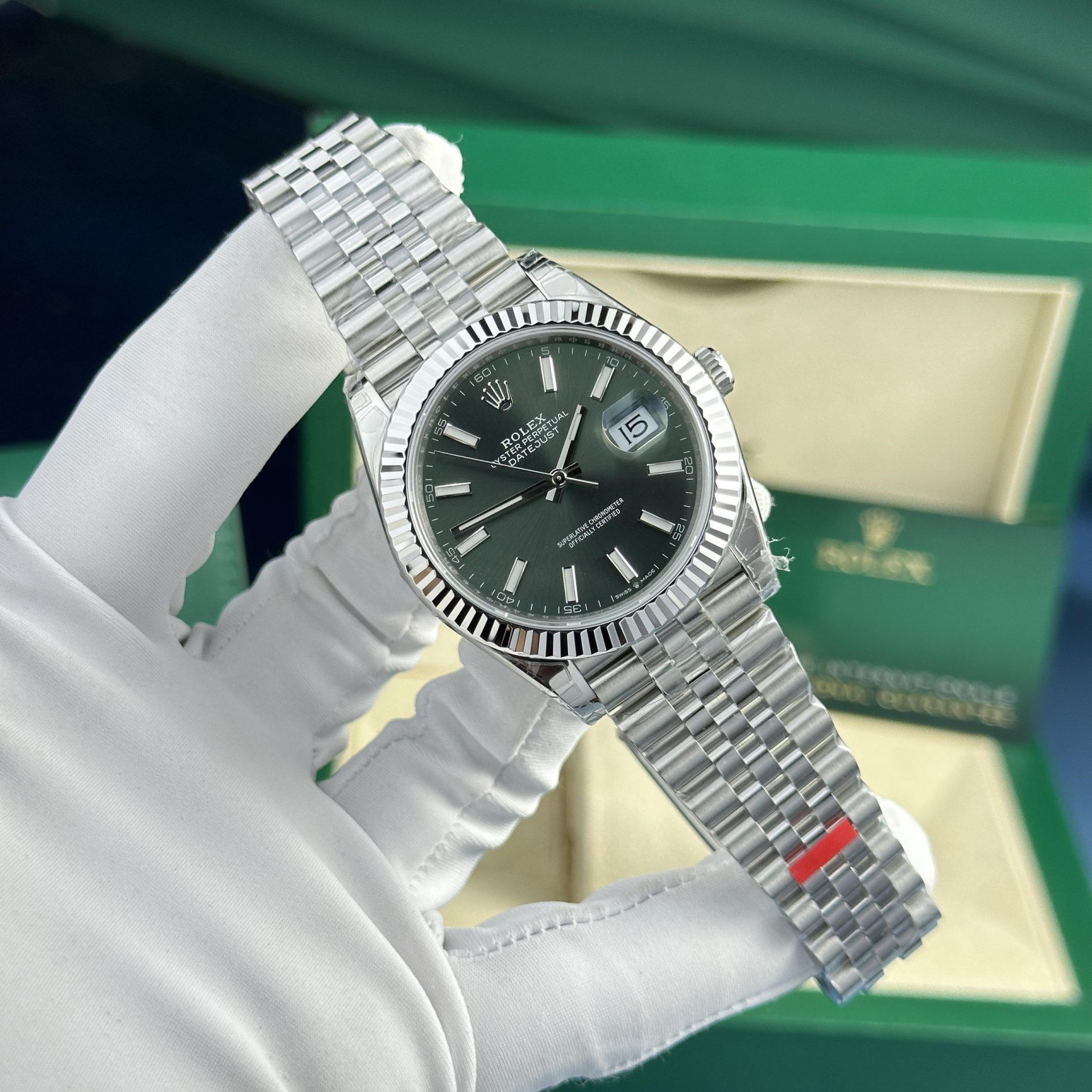 Rolex Replica Watch DateJust 126334 Green Dial VS Factory 41mm - Elite Watch Atelier