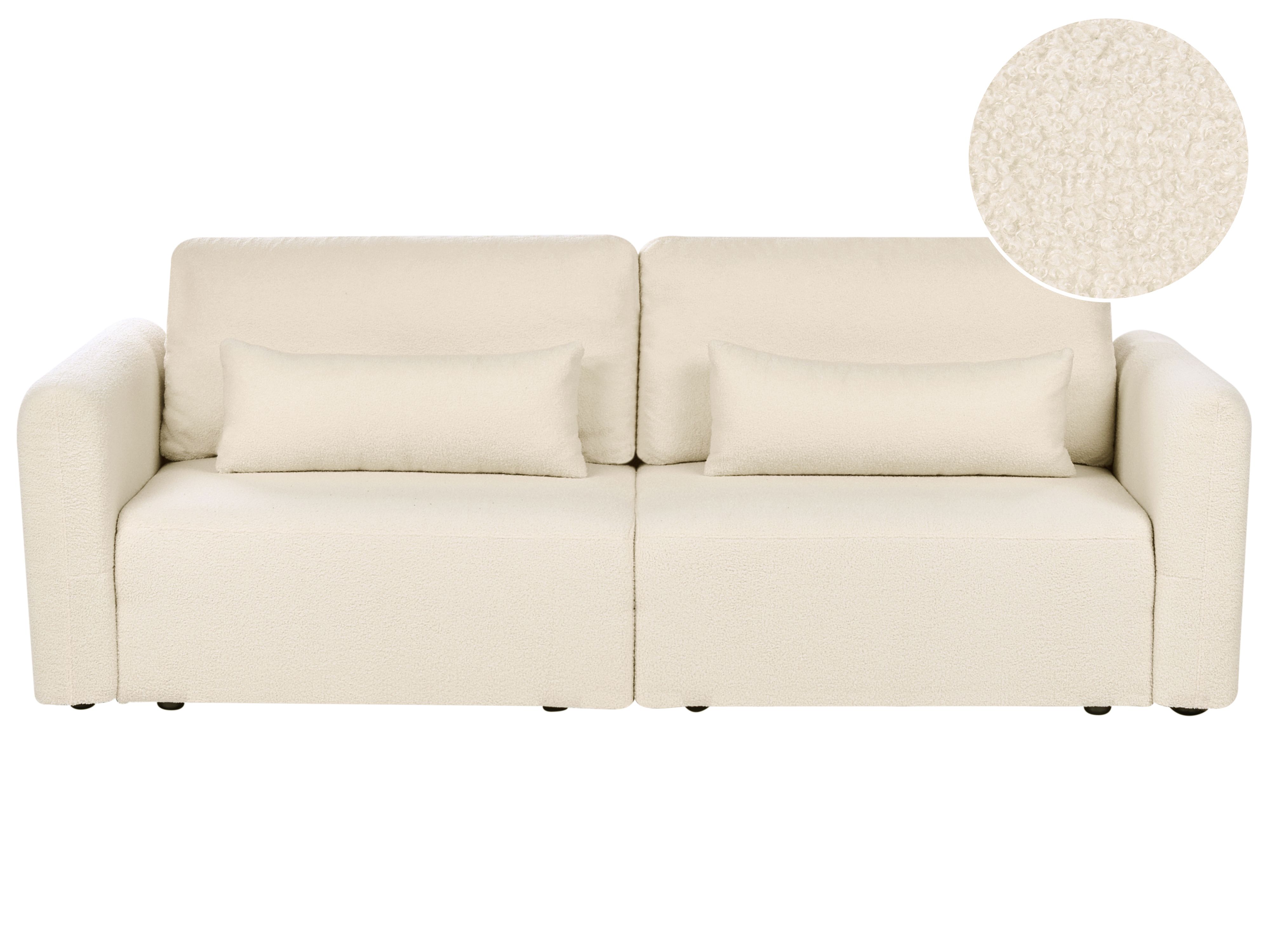 Sofa Bed 3 Seater VAXHOLM Boucle Off-White with Storage